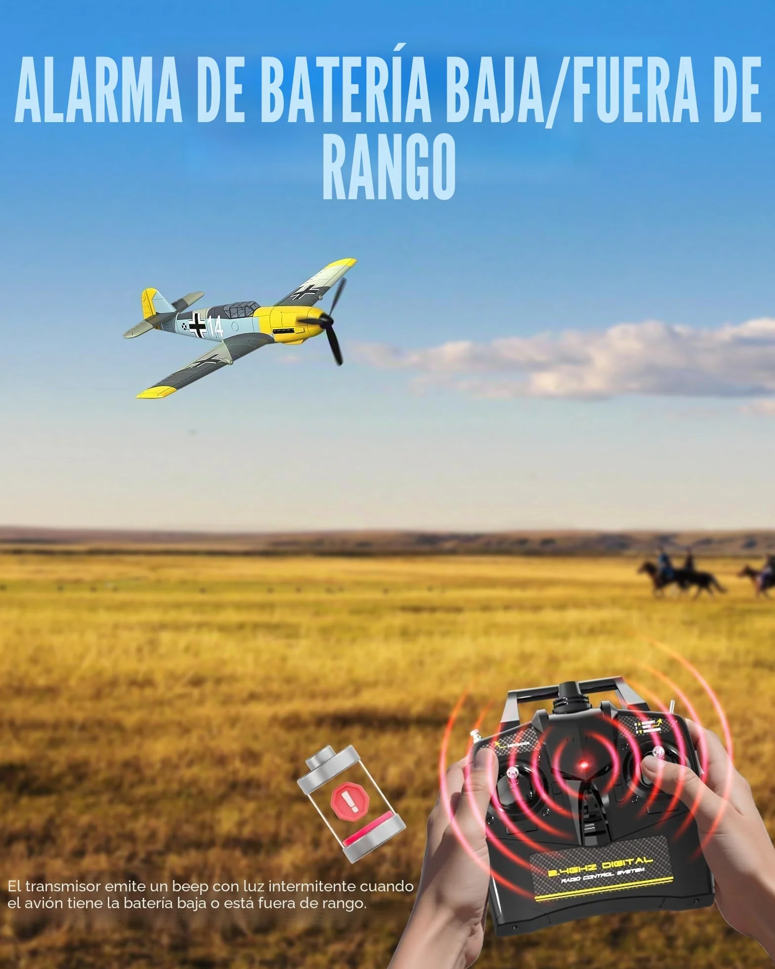 volantexrc Avión RC, Avión de Combate BF109 V2 con Radio Control de 4 Canales RTF, con Alerones, Giroscopio, Acrobacias y 3 Modos para Vuelo Fácil, Aeronave para Hobby para Principiantes y Adultos