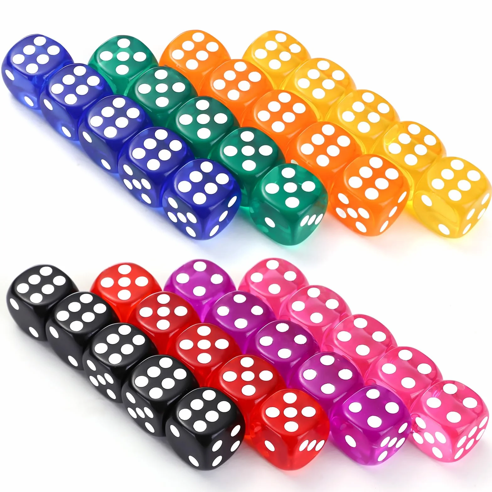 GWHOLE Dados Poliedricos 40 Piesza D6 Dados de Juegos Dados Juegos de Cartas de Mesa 8 Colores Cada Color 5 Cantidades