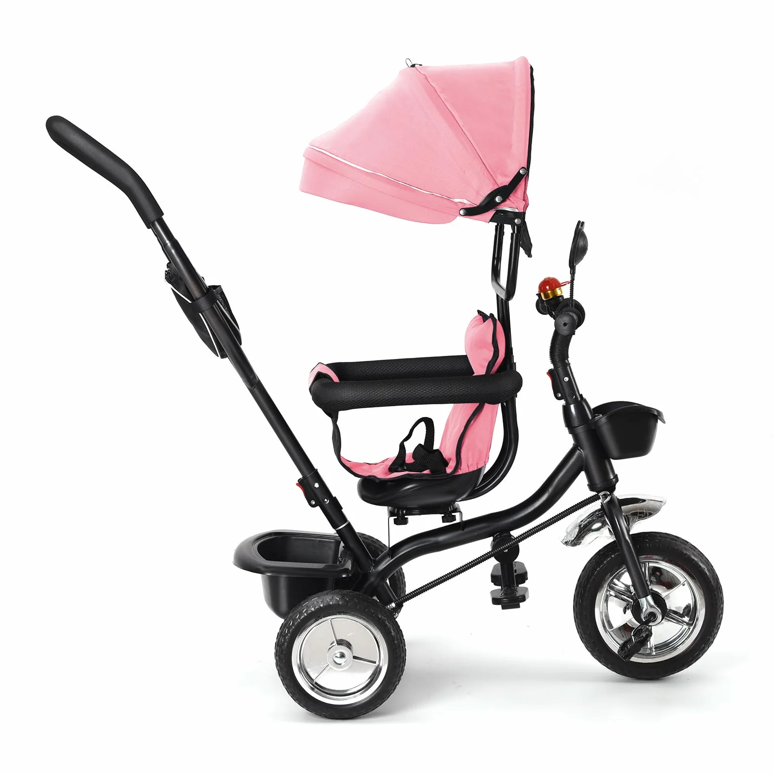 Pusieta Triciclo con pedales 4 en 1, Triciclo evolutivo para bebé, Trike Bebé, Bicicleta con asiento para niños evolutiva, Bicicleta para niños de 5 años, Desde 9 meses, Compacto, (b) 4 en 1 (Rosa)