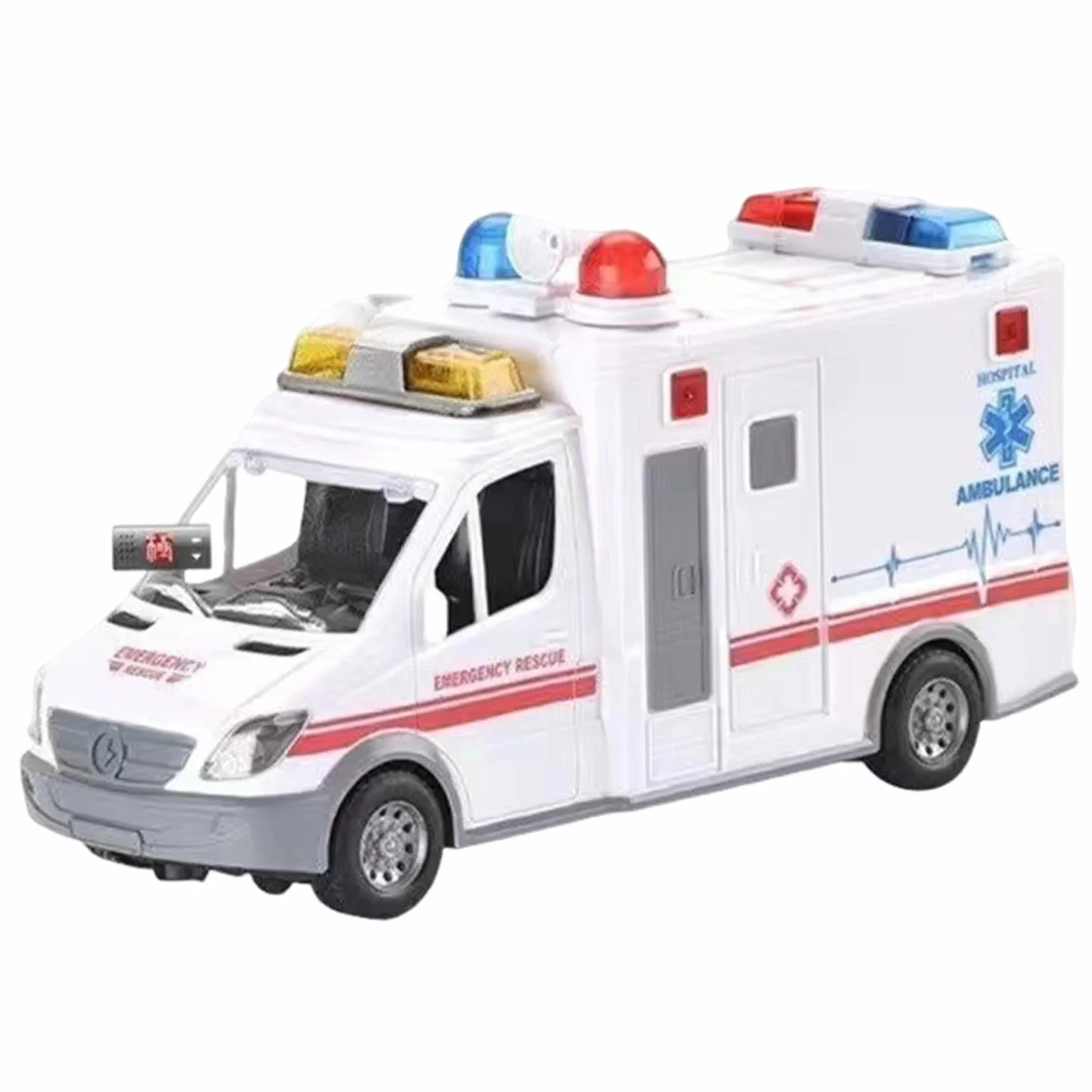 Juguete de ambulancia Juguetes realistas para vehículos de emergencia con música y luces LED Restauración de escena real Ambulancia promueve habilidades motoras e imaginación Juguetes educativos para