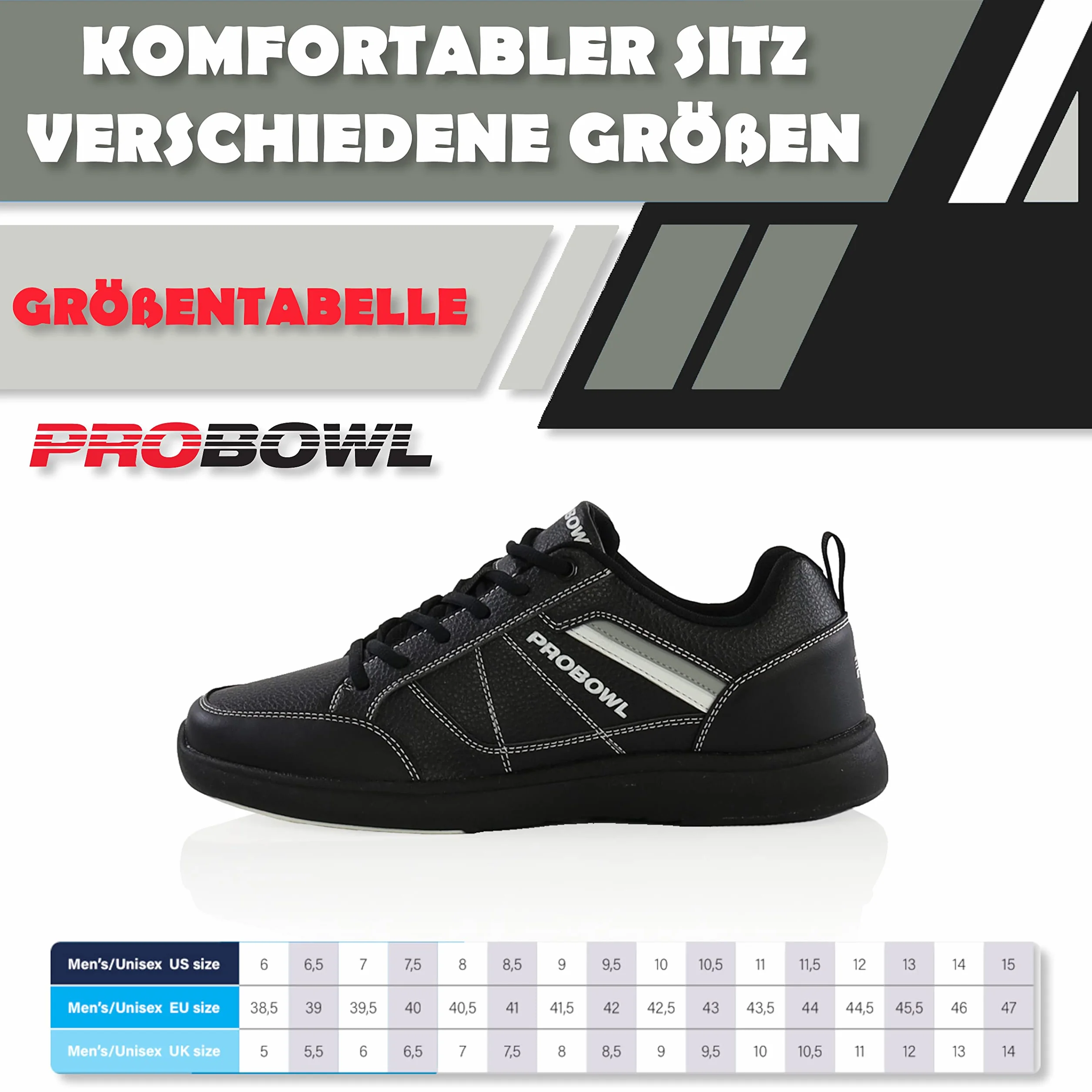 EMAX Zapatos de bolos Hombre Pro Bowl Kvara Negro