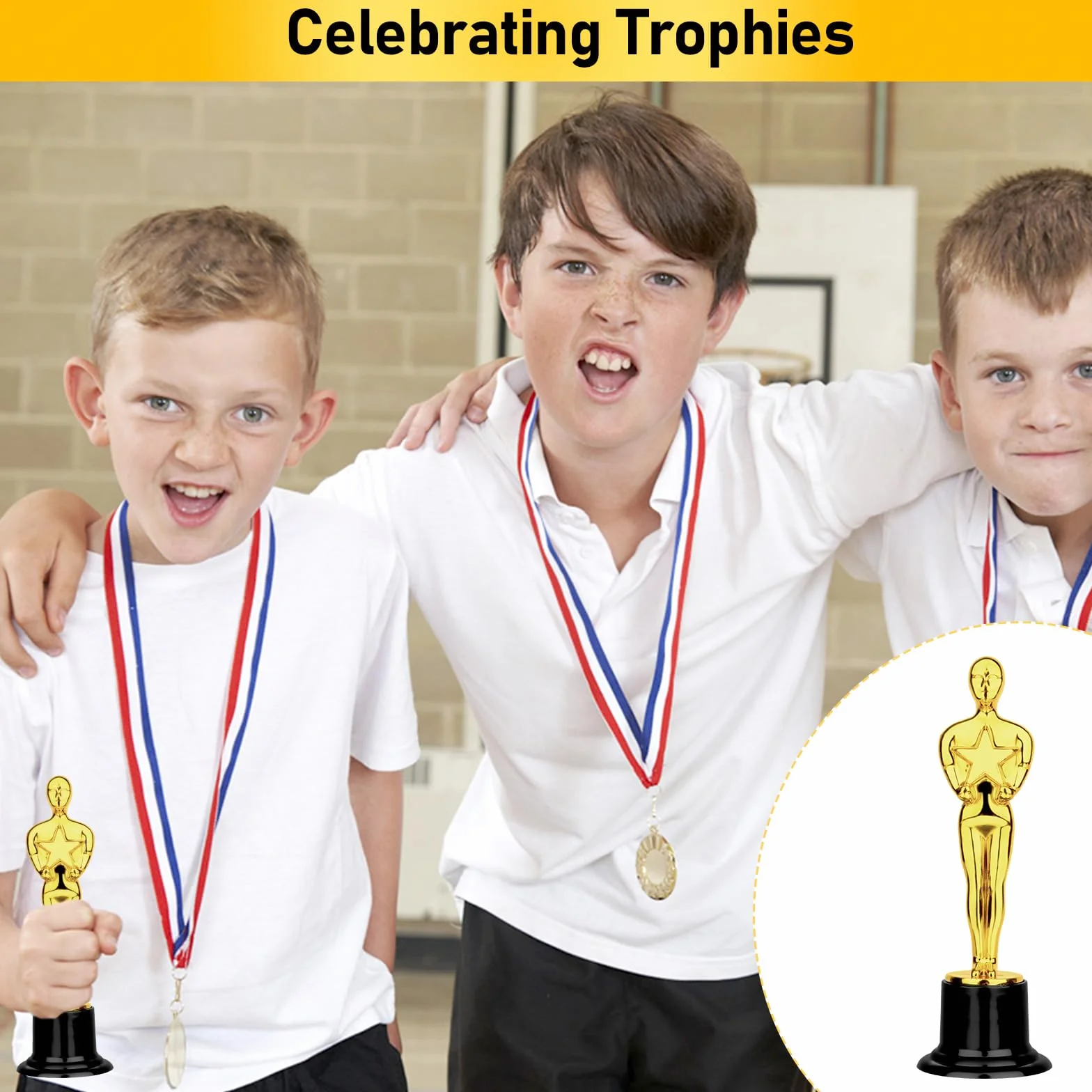 Trofeos para Niños 12 Piezas Trofeo de Oro Plastico Futbol Medallas Premios Deportivos