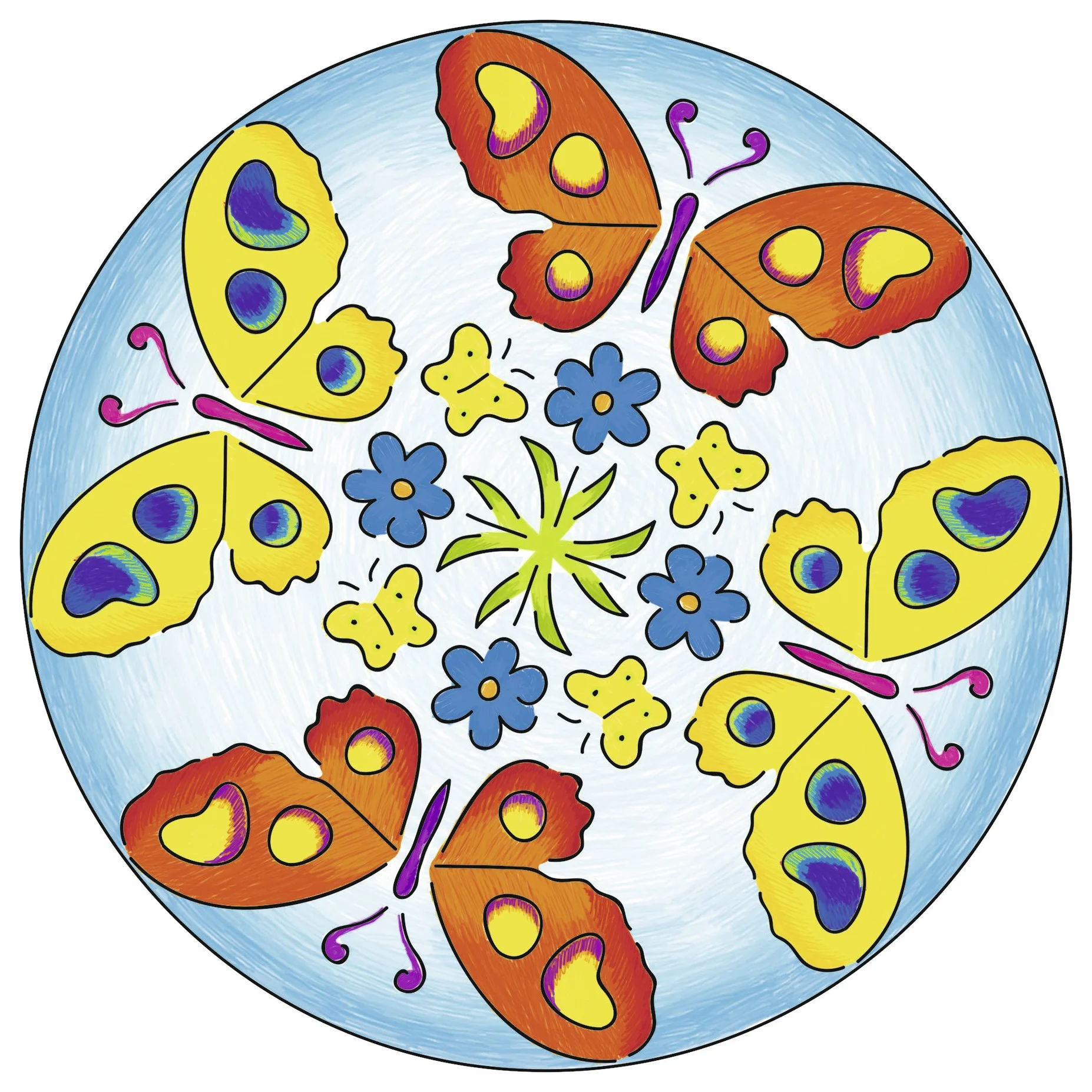 Ravensburger - 29809 - Pintura En el número - Flores y Mariposas 2 En 1 Mandala