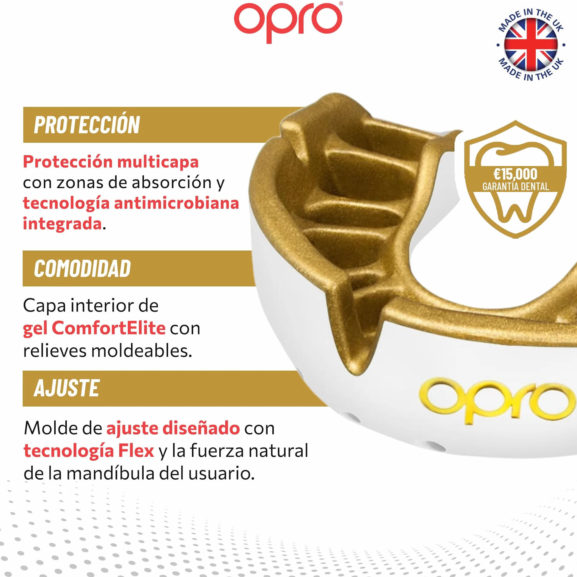 OPRO Protector Bucal Nivel Oro para Boxeo MMA BJJ Rugby Hockey Moldeo Fácil