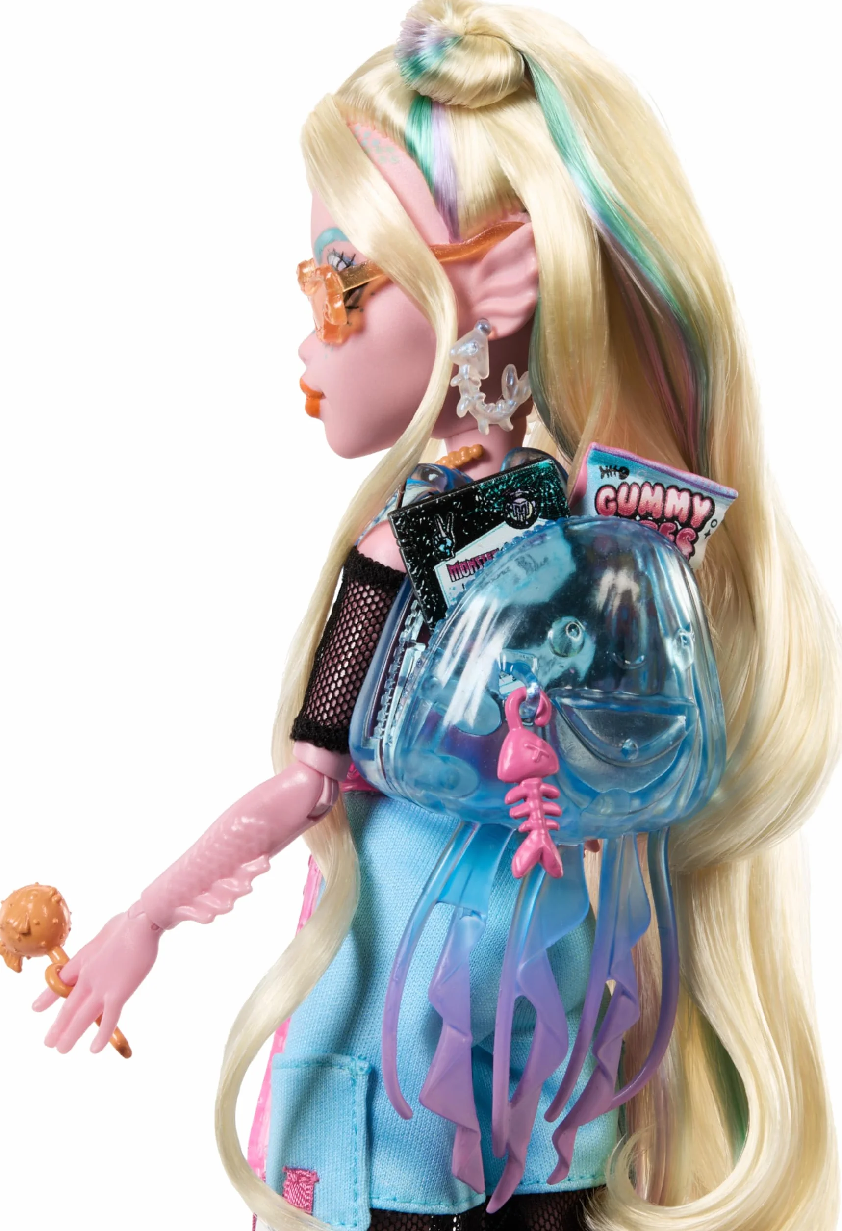 Monster High Lagoona Blue, Muñeca monstruita Marina con Camiseta de Malla y Pantalones Cargo de los años 2000, Incluye Mascota pez Neptuna, Juguete Regalo para niños y niñas +4 años, HXH75