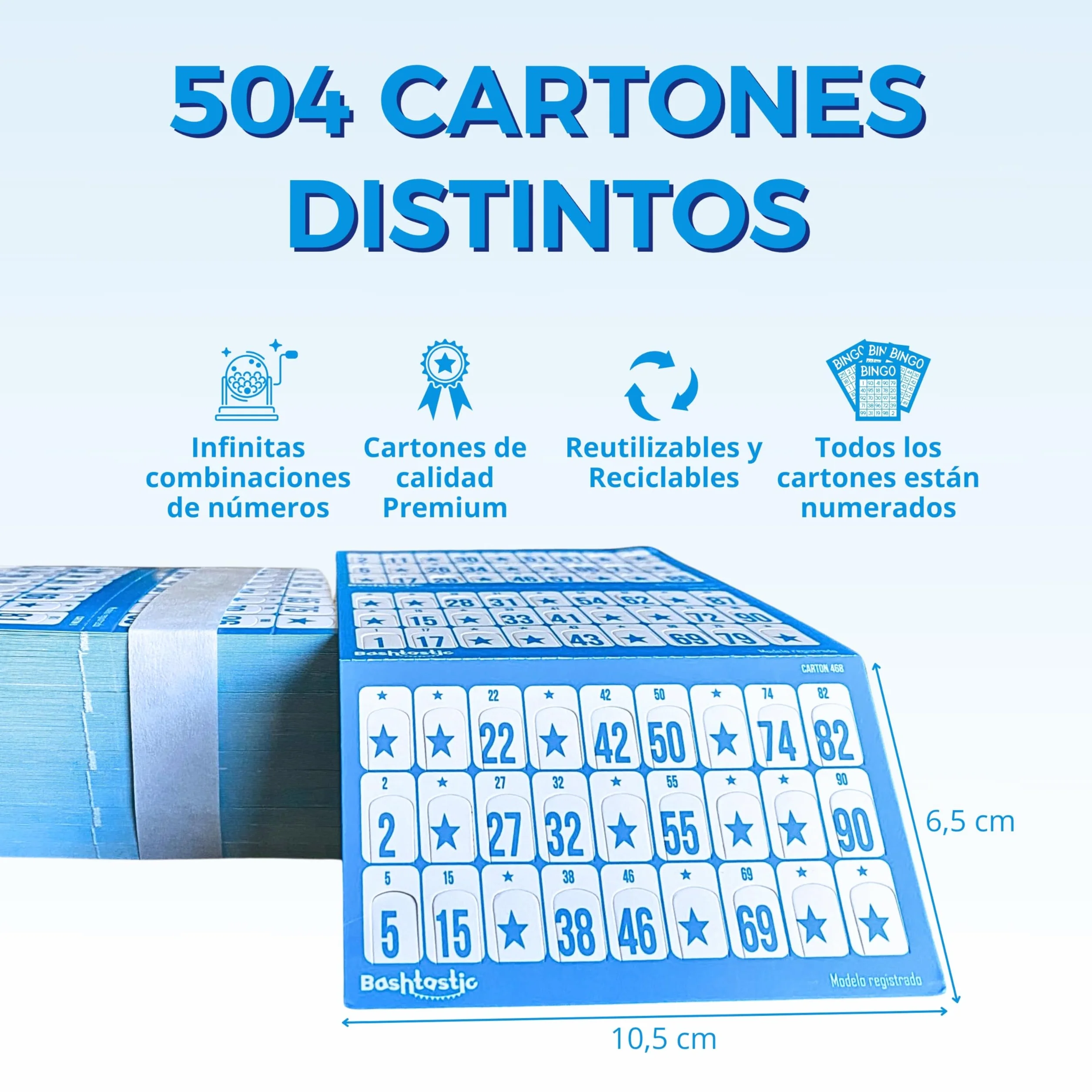 Bingo Cartones 504 Troquelados para Juego de Mesa Adulto 90 Bolas Reutilizables