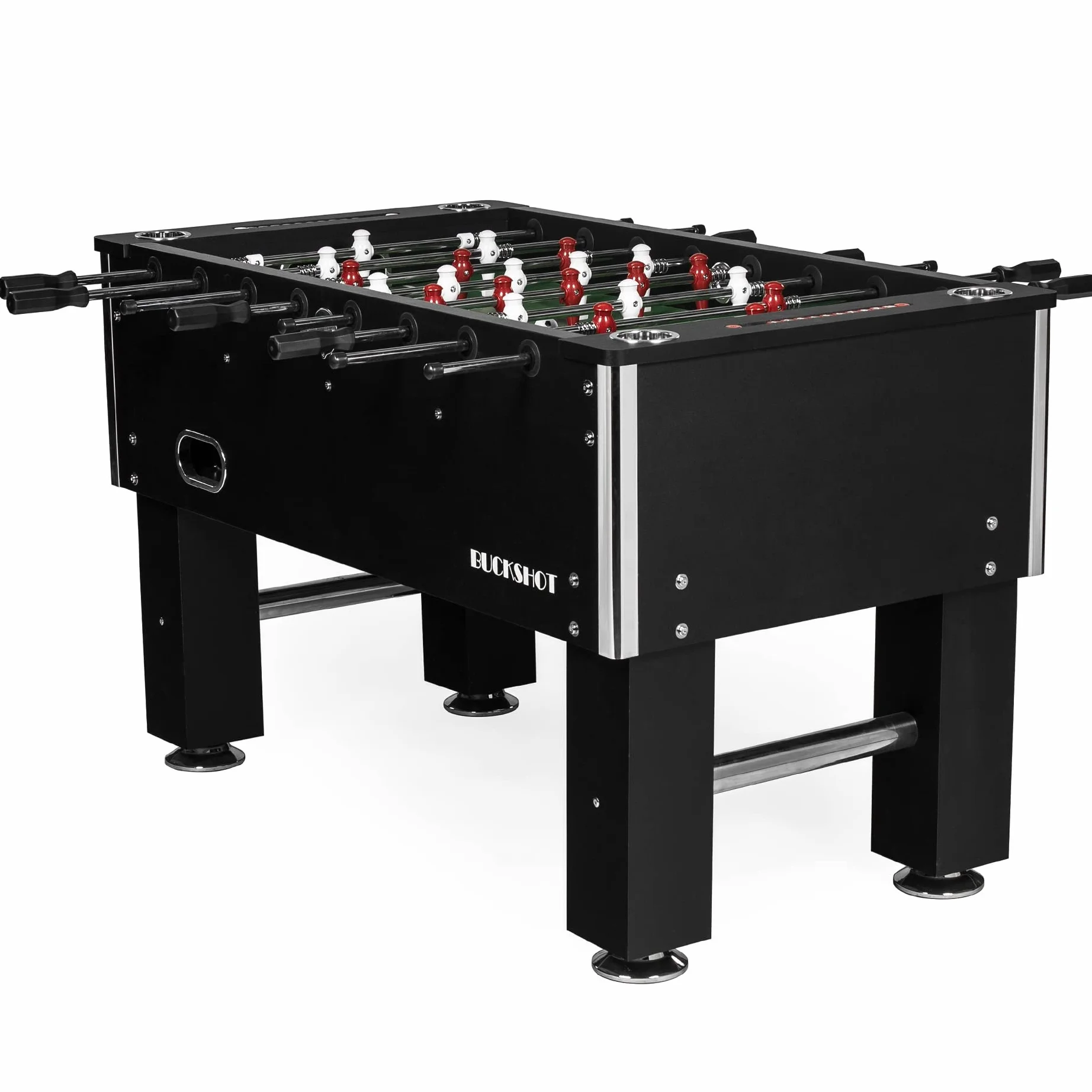 BuckShot Futbolín Master League Pro - Mesa De Futbol Incluyendo 2 Bolas - MDF Kabinett - Robusto 70kg - 141 x 77 x 89 cm - Patas Niveladoras De Acero