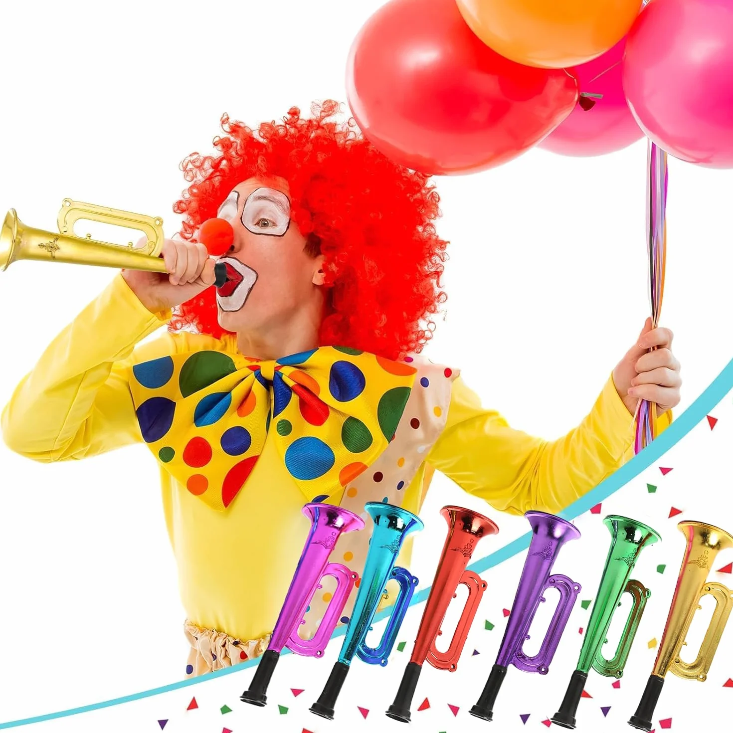 6 Piezas Bocina Trompeta De Juguete, Trompeta Porristas Bocina, Musicales de Plástico, Bocina Muy Fuerte Apoyos Alegría Noisemakers, Accesorios para Fiesta Favor Regalo Niños Juguete