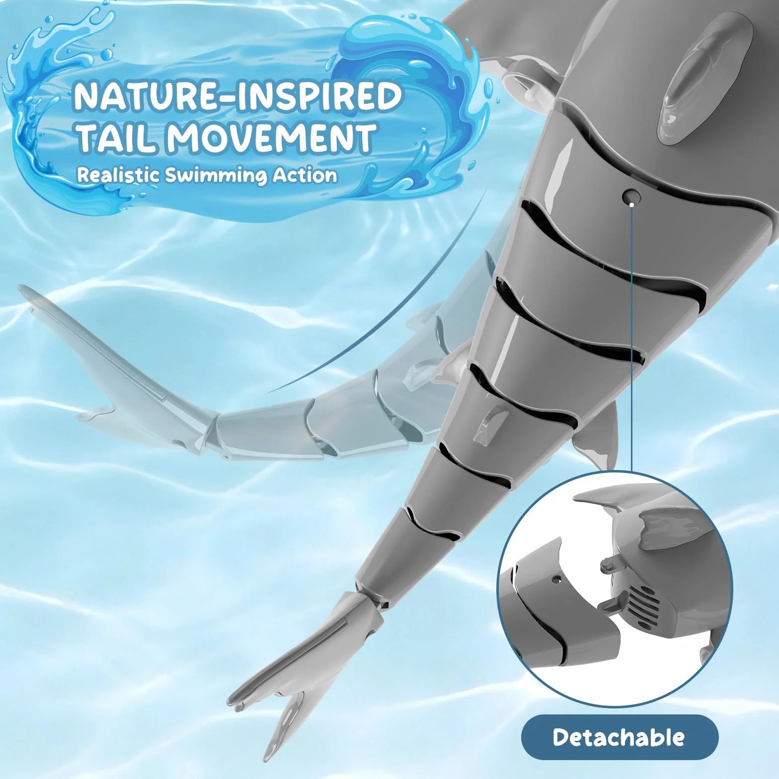 snookids Tiburón Teledirigido Juguete – 2,4 GHz Barco Teledirigido Simulación Shark, USB Recargable, Juguete Piscina con Luz en Ojos y Encendido Automático, Regalo para Niños y Niñas