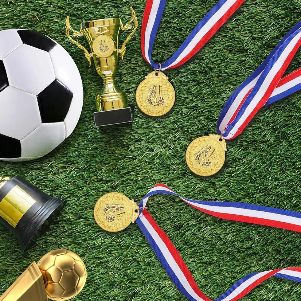 Medallas Futbol Niños Personalizadas con Cintas Cuello, Medallas Deportivas Oro para Ganador, Regalo Fiesta Deporte Infantil Adultos