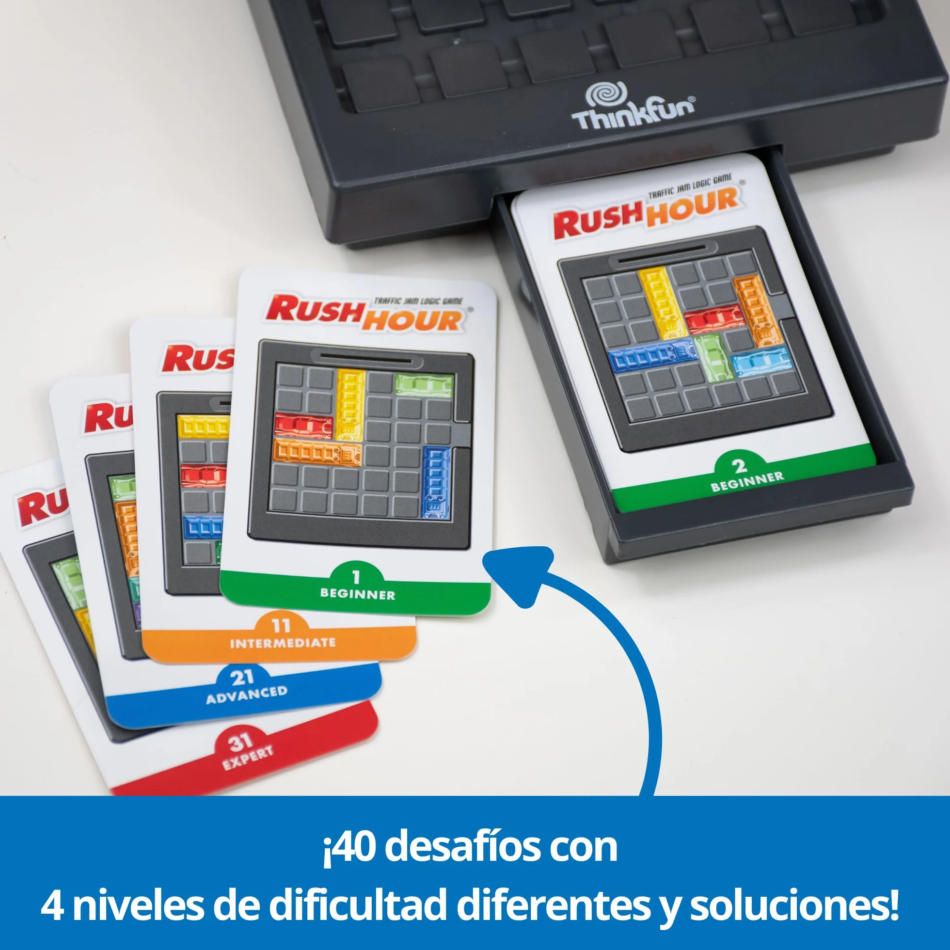 ThinkFun - Rush Hour | Juguetes Niños 8 Años o Más | Juego Mesa con 40 Desafíos | Juego de Mesa 8 Años Lógica | Rompecabezas Niños | Regalo Navidad