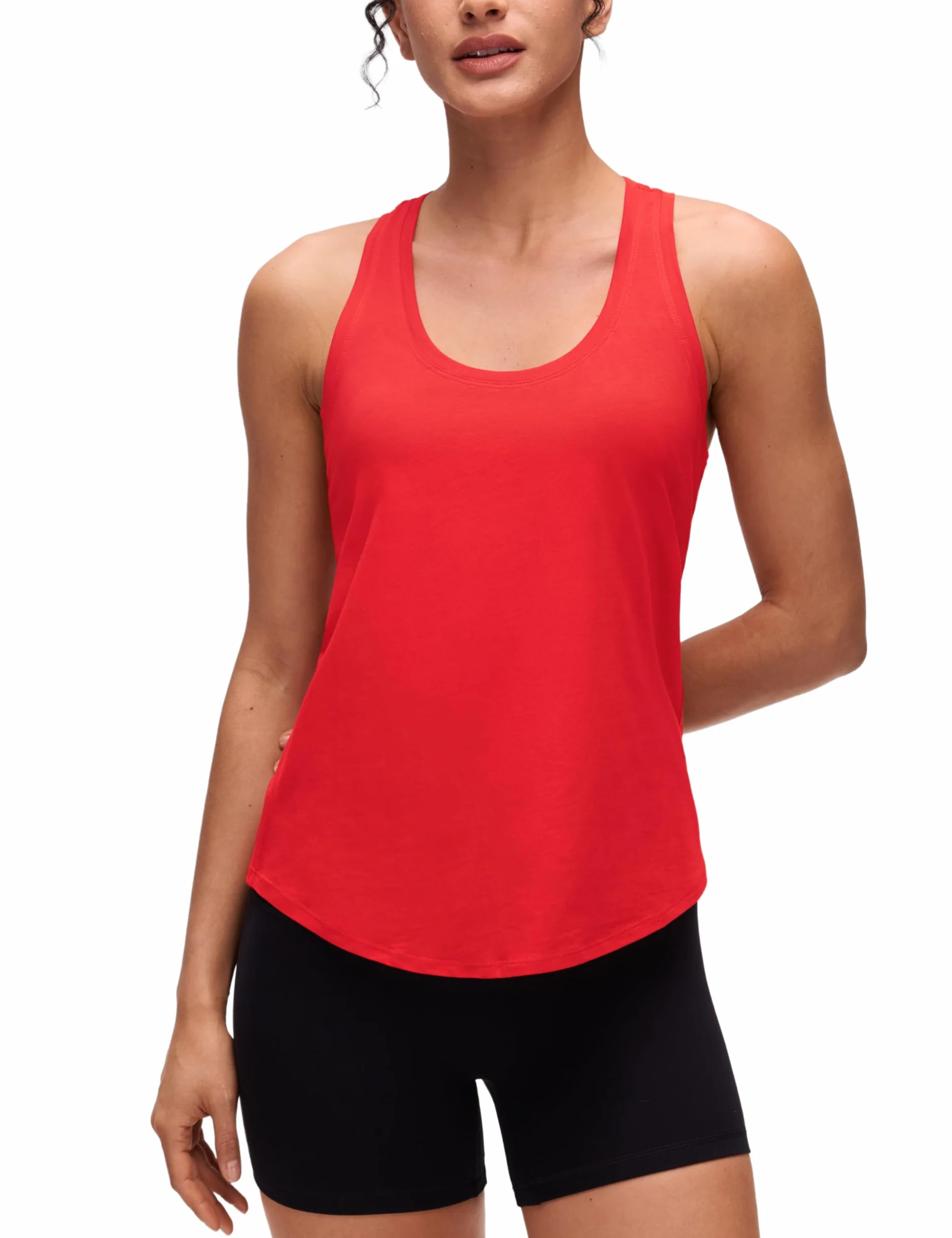 CRZ YOGA Mujeres Camisetas Sin Mangas Algodón Pima Y-Espalda Ligera