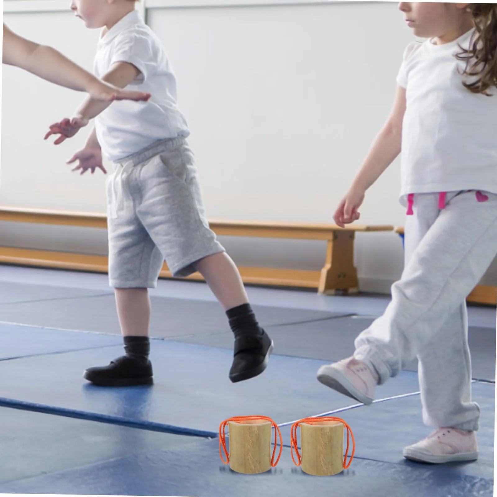 Zancos de Bambú para Entrenamiento Sensorial Tamaño Grande sin Imperfecciones, Juguete Interactivo para Niños y Adultos, Equipo de Equilibrio para Interiores y Color Aleatorio