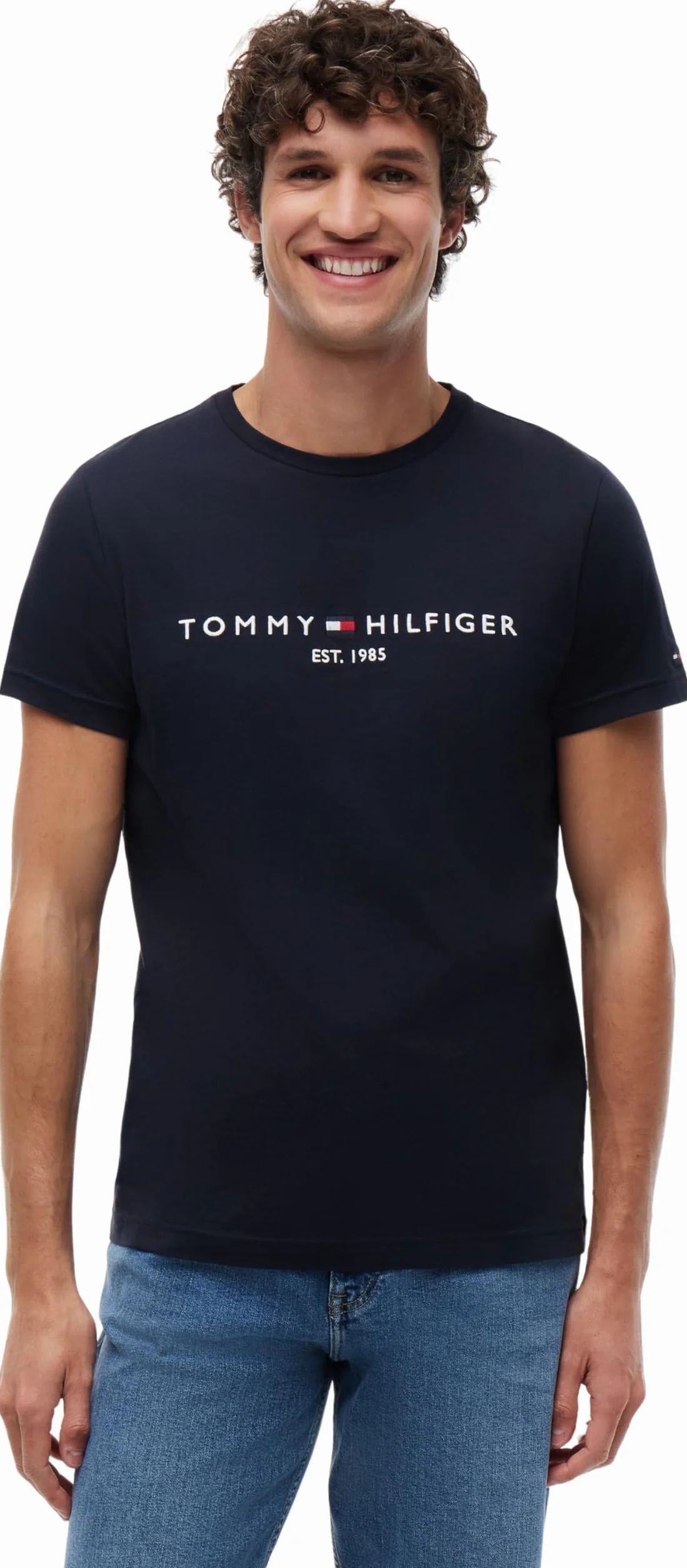 Tommy Hilfiger Camiseta de Manga Corta para Hombre Core Tommy Logo Cuello Redondo