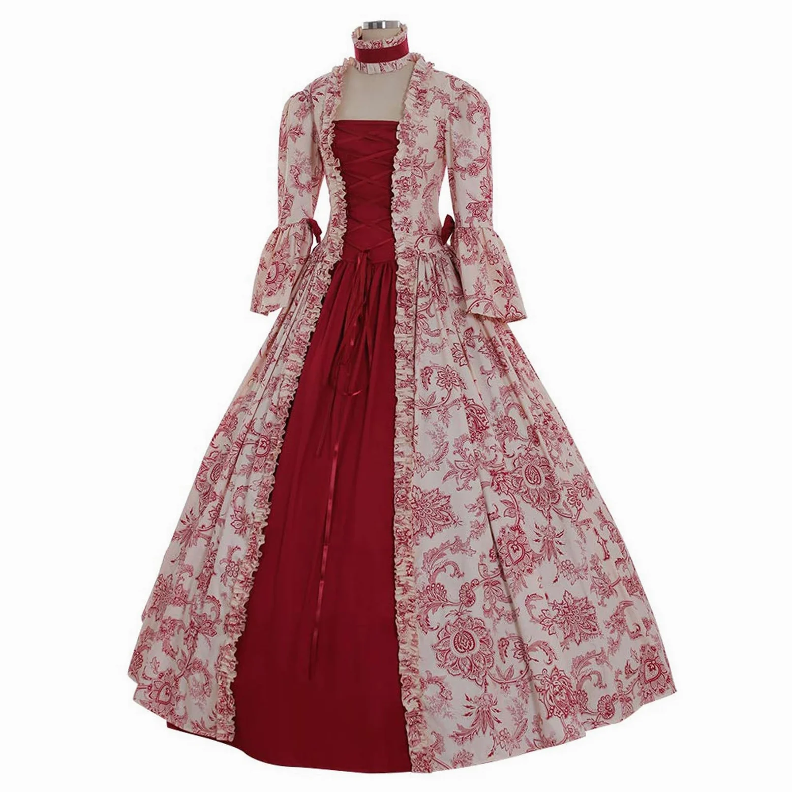 Generisch Disfraz de Halloween para mujer, disfraz de bruja, vestido de manga larga, estilo gótico, retro, vestido de media corte para mujer