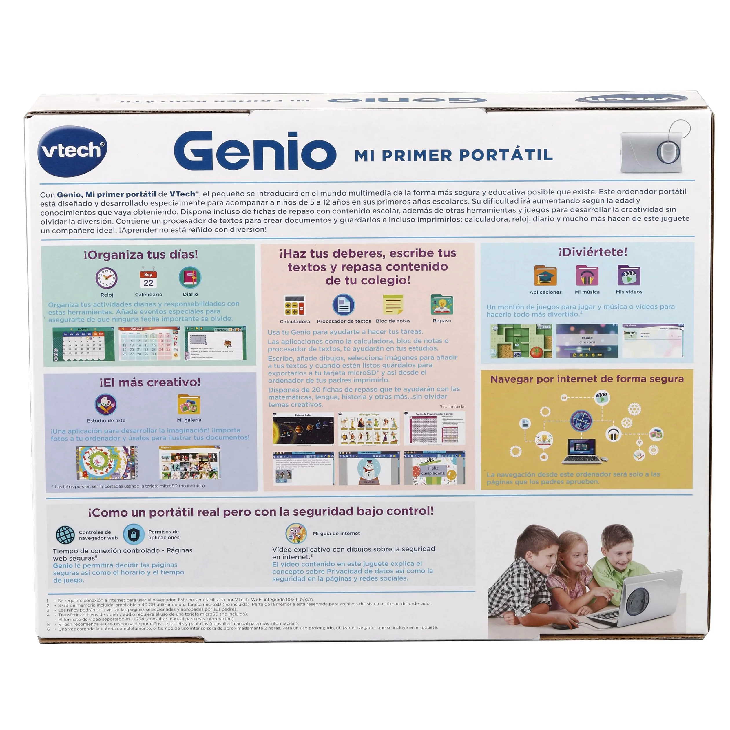 VTech - Genio mi Primer portátil, Ordenador Infantil para niños +5 años, Juguete Educativo, Seguro, más de 50 ebooks y Juegos interactivos, versión ESP