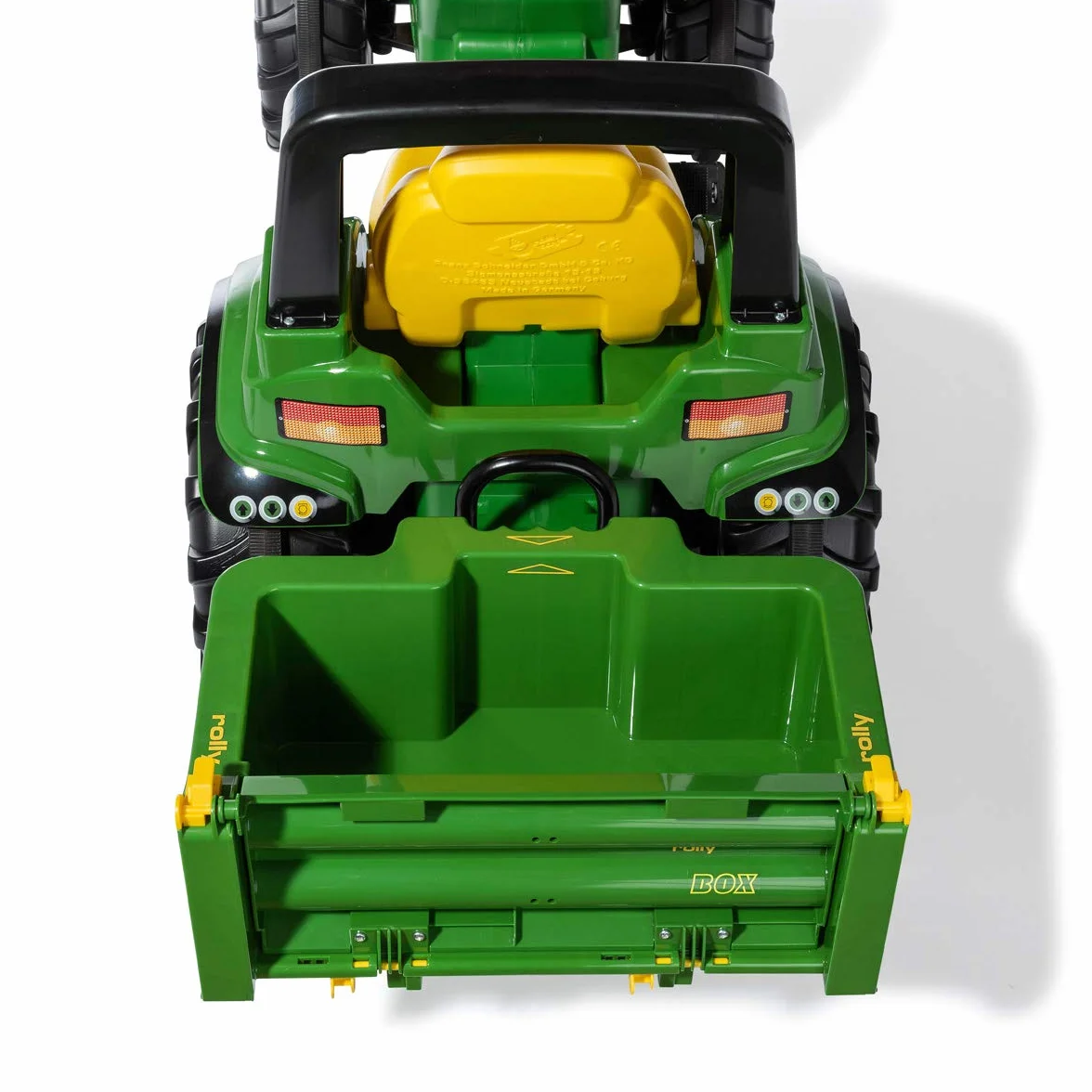 Rolly Toys John Deere rollyBox remolque tractor (función basculante, verde, para niños de 3 a 10 años, para tractores de pedales) 408931