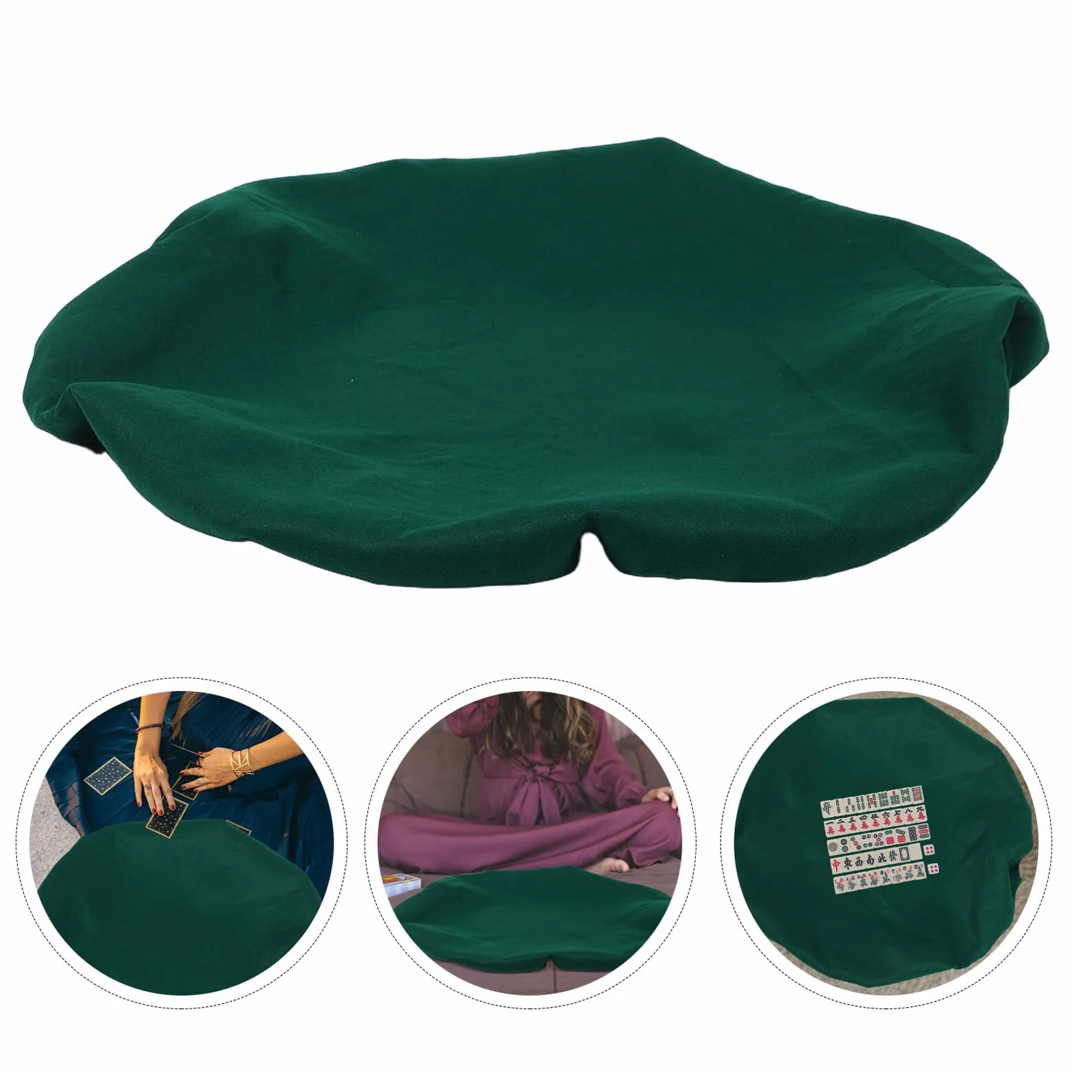 Tapete de Juego de Mesa de Mahjong Antideslizante y Fácil de Limpiar, Mantel Redondo de Fieltro Verde Diseño Grueso para Protección en Eventos Sociales
