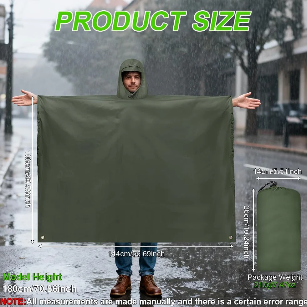 Vicloon Poncho de Lluvia Impermeable 3 en 1 Multifuncional Transpirable Ultrafino para Mujer Hombres Talla Grande