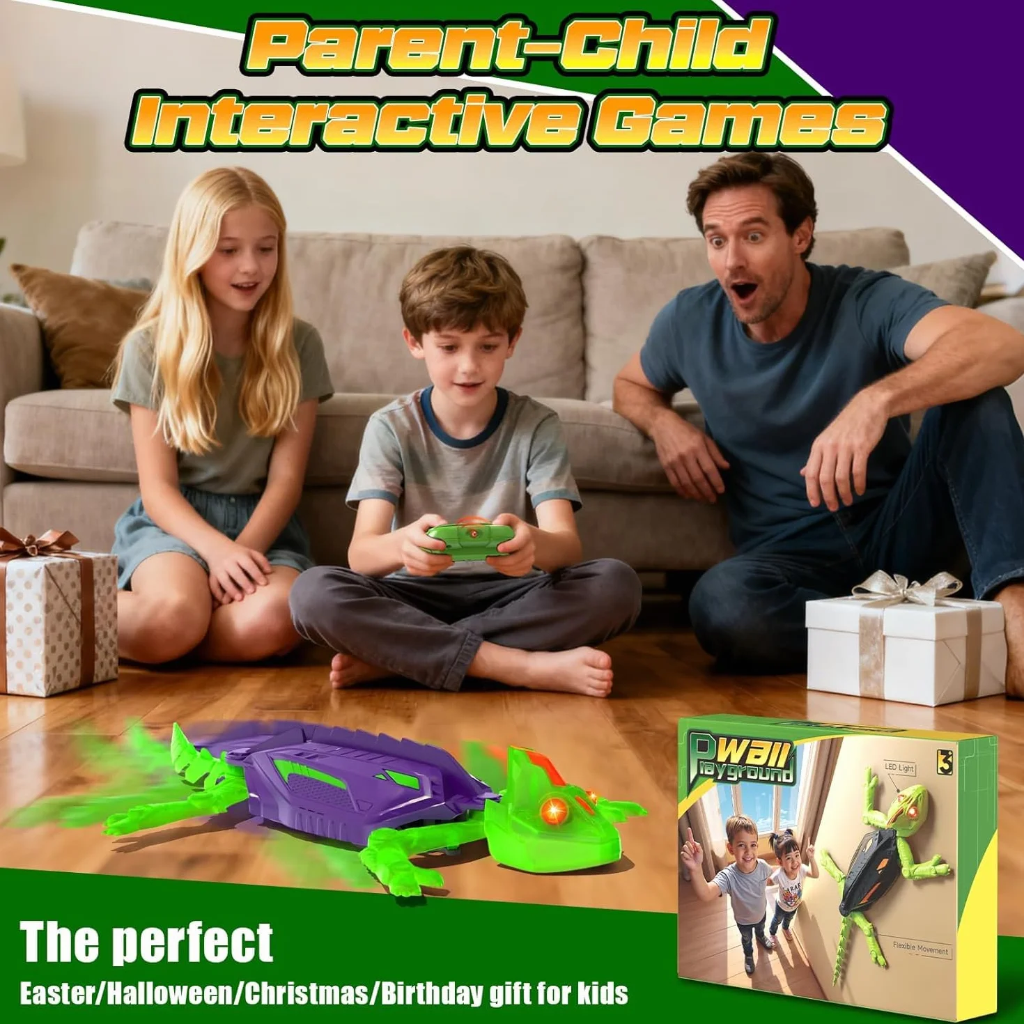 Goody King Lagarto Trepador Paredes - Robot Lagartija Teledirigida Que Trepa Paredes y Techos - Wallcrawler Gecko - Juguete con Movimientos Reales y Giro 360° - Regalo para Niños a Partir de 3 Años
