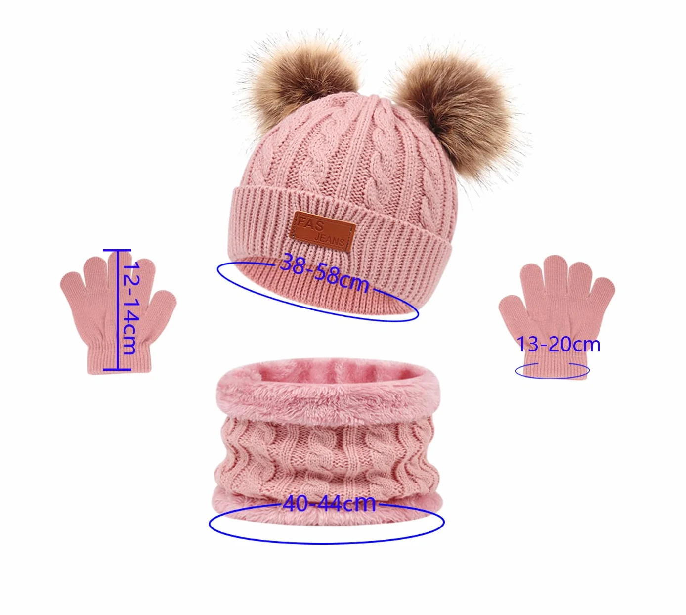 Set de Bufanda Gorro y Guantes para Niño 2-6 Años, Conjunto Invierno Lana Polar