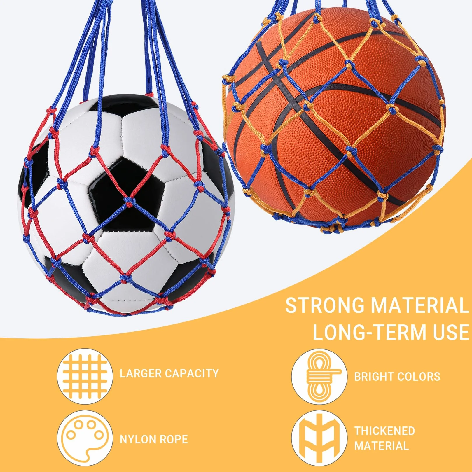 Bolsa para Balón de Malla 3 Piezas Red para Balones de Fútbol con Bomba y Agujas