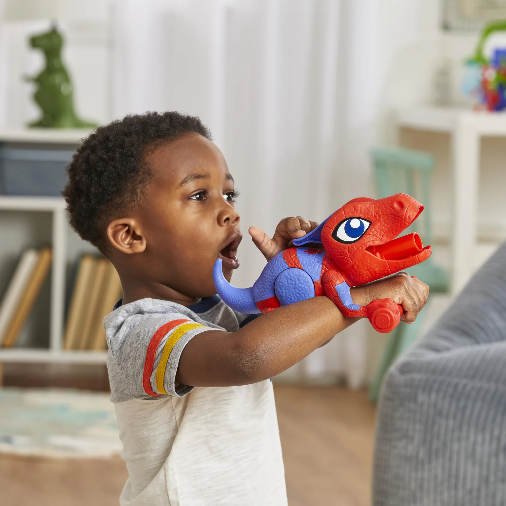 Spidey and his Amazing Friends Marvel Dino-Webs Nerf Spidey-Rex Web Launcher, Juguete de Juego de rol, Juguetes de superhéroe Preescolar para niños a Partir de 3 años