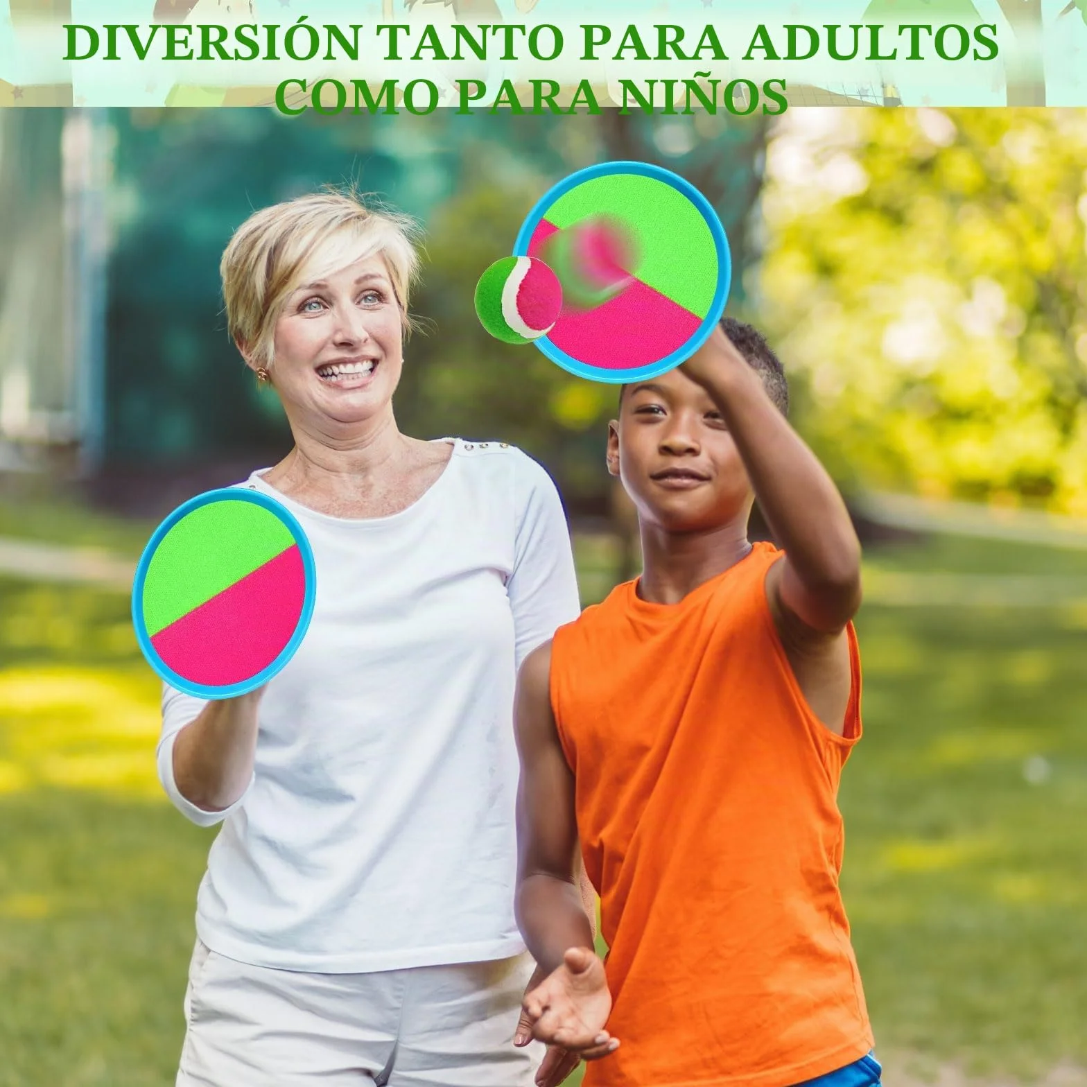 Juguetes Playa Juego de Bola y Lanzamiento Adecuado para niños de 3 4 5 6 años Ligero Klettballspiel Lanzamiento Pelota Juegos niño Adulto con 4 Raquetas 4 Pelotas Adecuado para Jardines