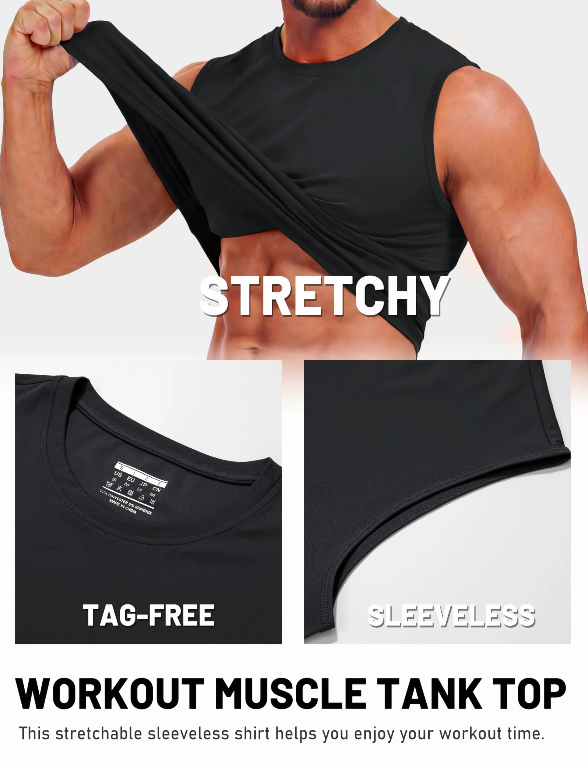 TACVASEN Camiseta de tirantes para hombre UPF 50+ UV protección solar secado rápido