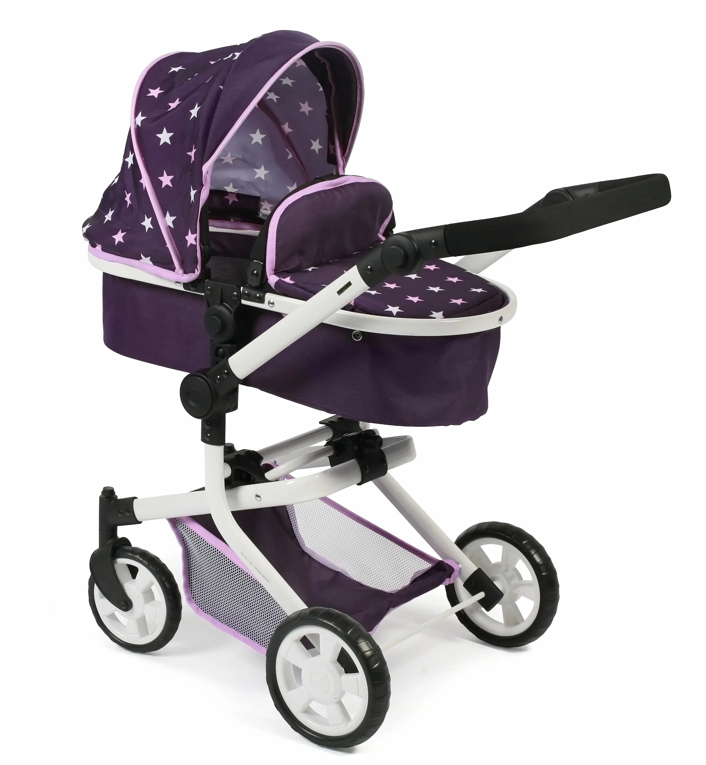 Bayer Chic 2000 Cochecito de muñecas Mika 2 en 1 para niños de 4 a 8 años Estrellas moradas