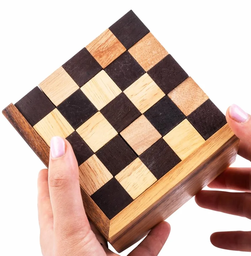 Engelhart Cubos Rompecabezas de Madera 25 Piezas Nivel difícil 14 x 14 x 14 cm