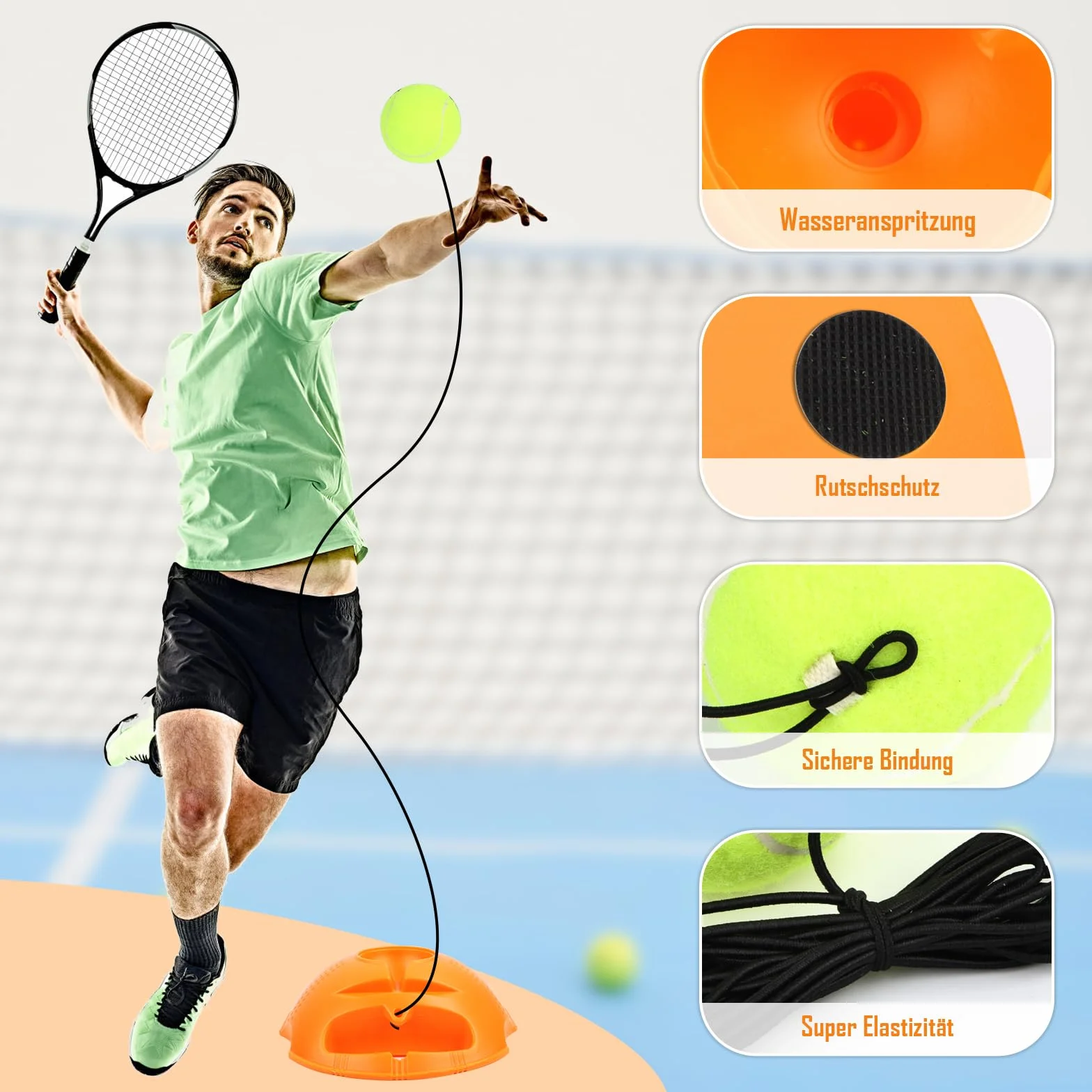 Entrenador de tenis autoguiado con 3 pelotas de rebote y cuerda para principiantes, niños y adultos