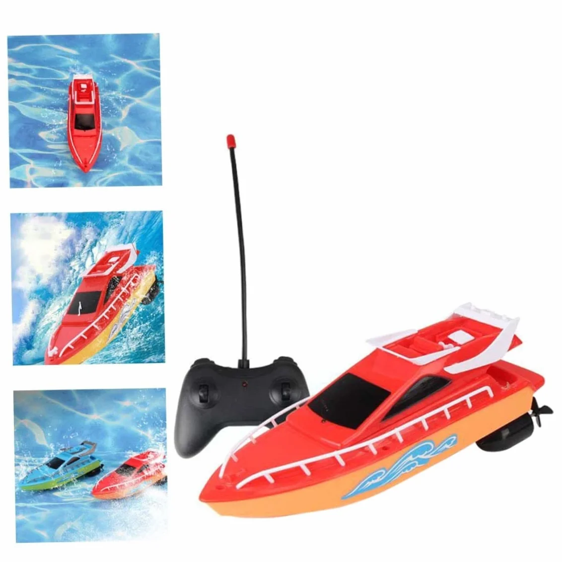 Barco RC de Carreras a Prueba de Agua Mini Juguete electrónico con Control Remoto - Barco RC para niños (sin batería), Rojo