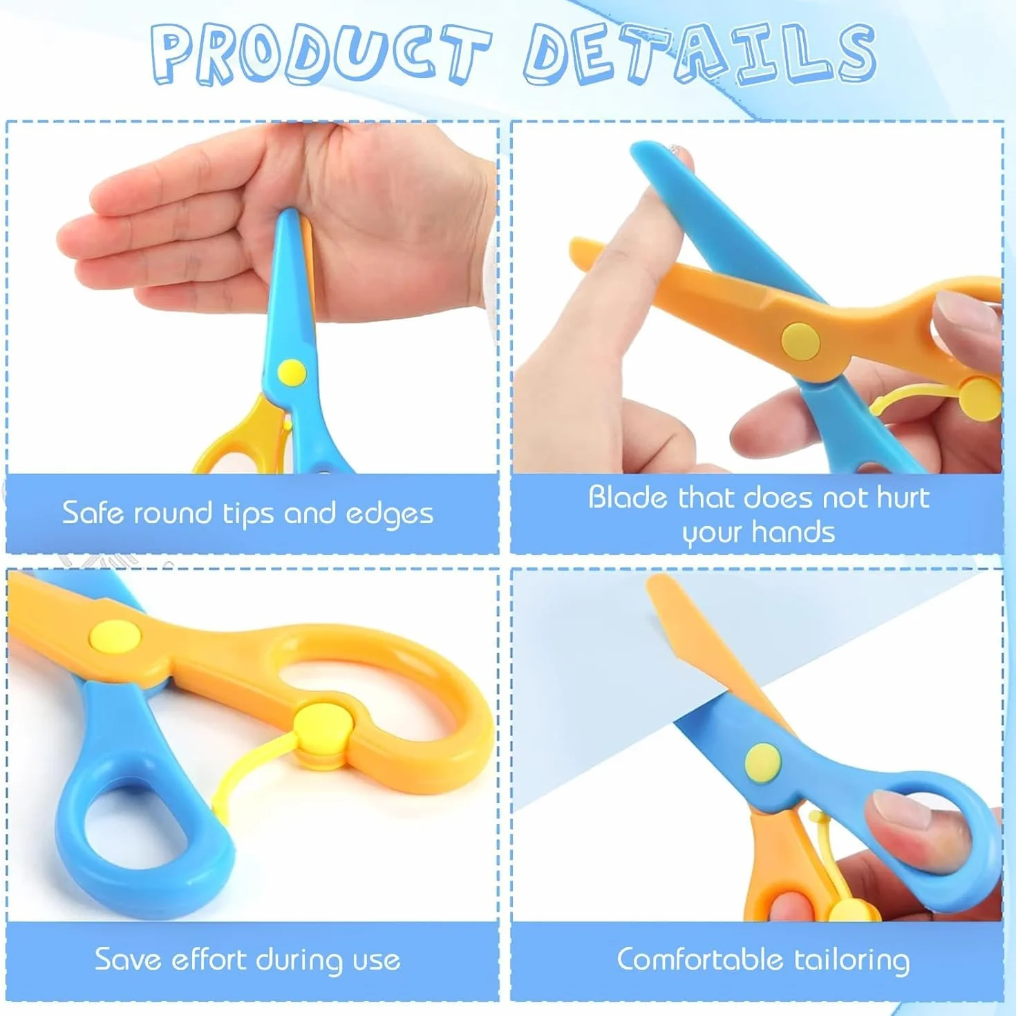 18PCS Tijeras Manualidades para Niños, Tijeras Entrenamiento Preescolar, DiseñO de Arte DIY, Diseño Antipellizcos, Desarrollo de la Coordinación Ojo-Mano