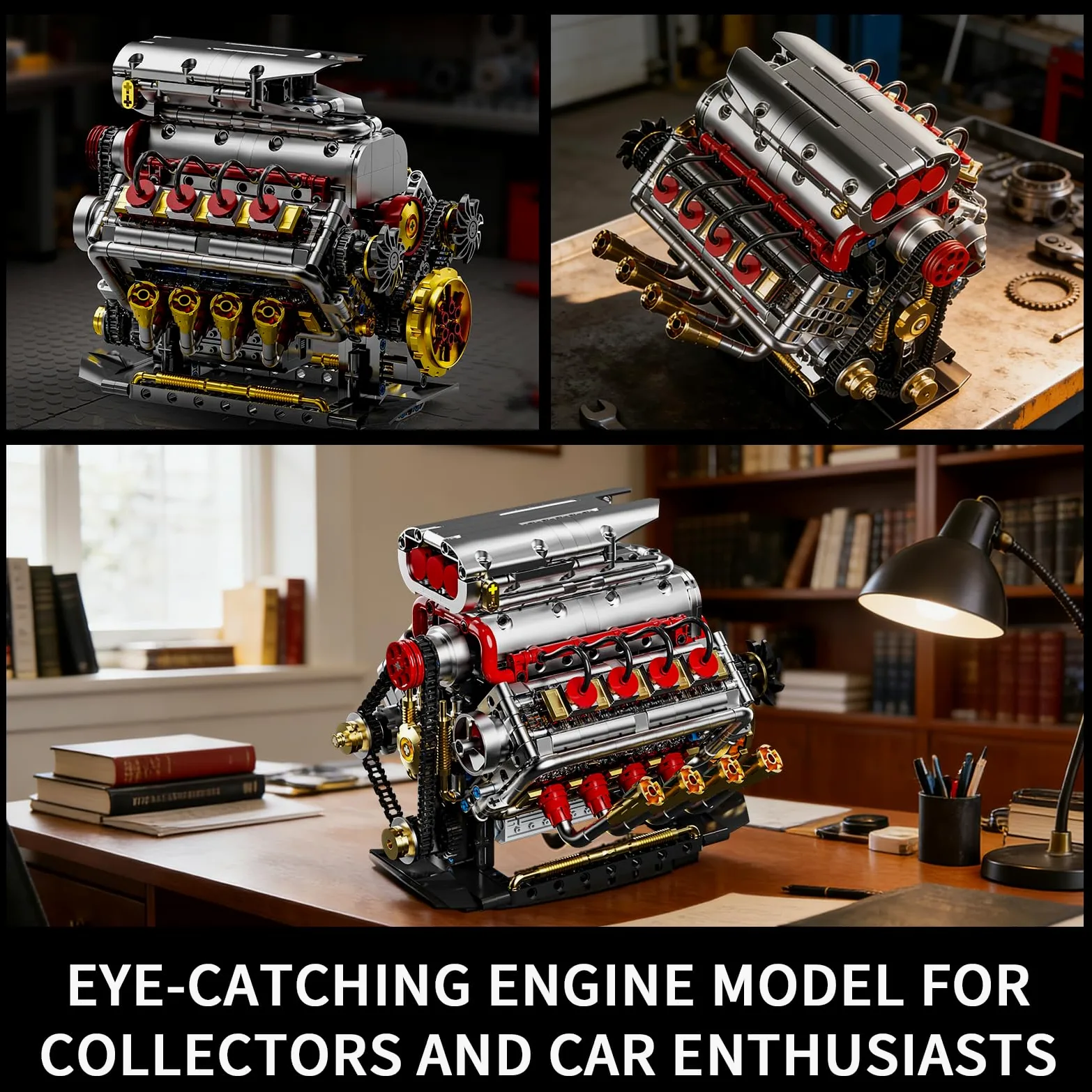 Juego de bloques de construcción de motor Technik V8, Ideas V8, juego propio para adultos, compatible con Lego, STEM, juguete regalo para fans de coches y niños a partir de 14 años (1176 piezas)
