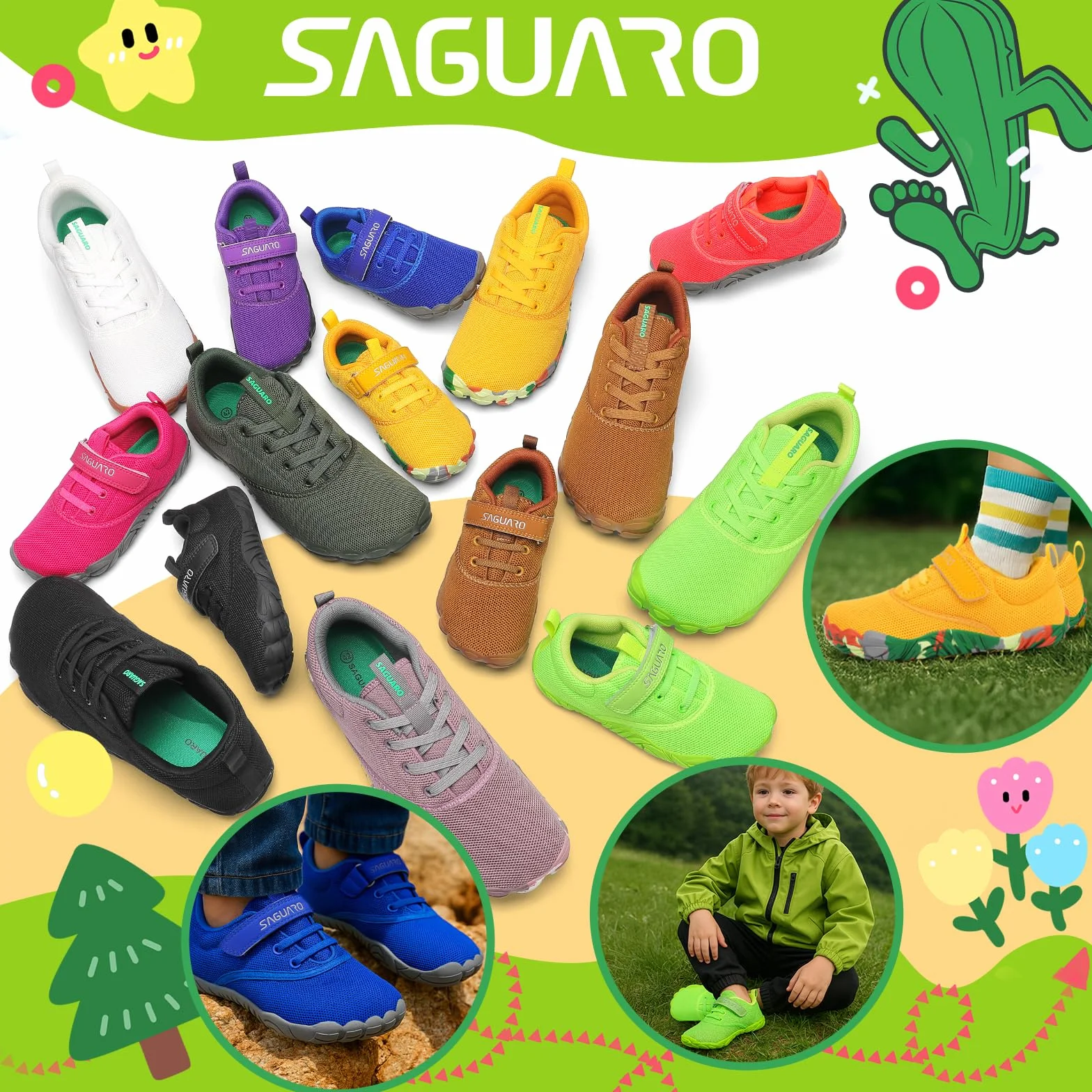 SAGUARO Zapatillas Barefoot Niños Antideslizantes Ligeras Calzado Descalzos Talla 24-36