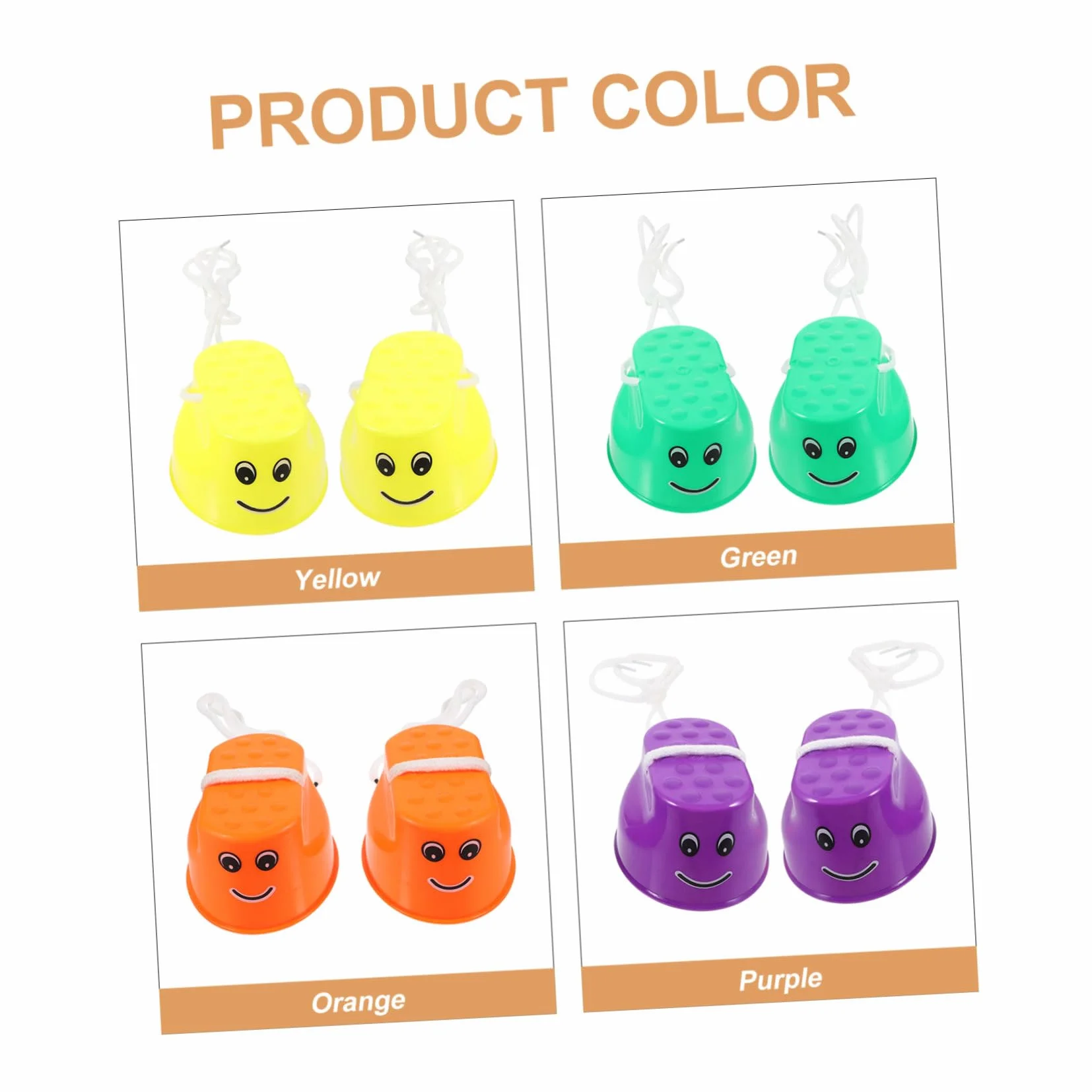 Toyvian 4 Pares de Zancos de Cubo para Niños Diseño Antideslizante de Plástico, Juguetes Divertidos para Desarrollar Habilidades Motoras en Juegos al Aire Libre