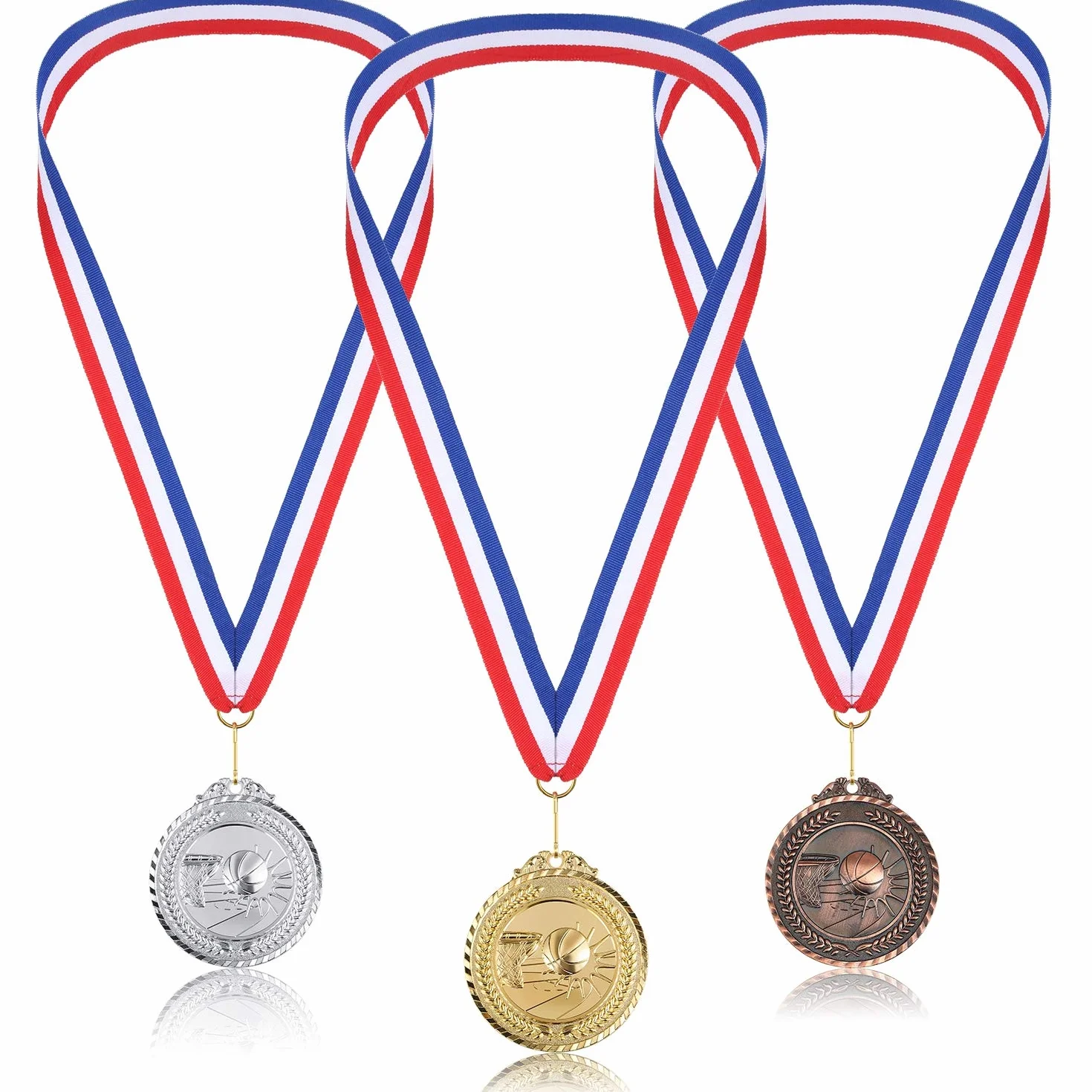 Outus Award Neck Ribbons Medal Lanyards with Snap Clips Red White Blue for Competitions Sports