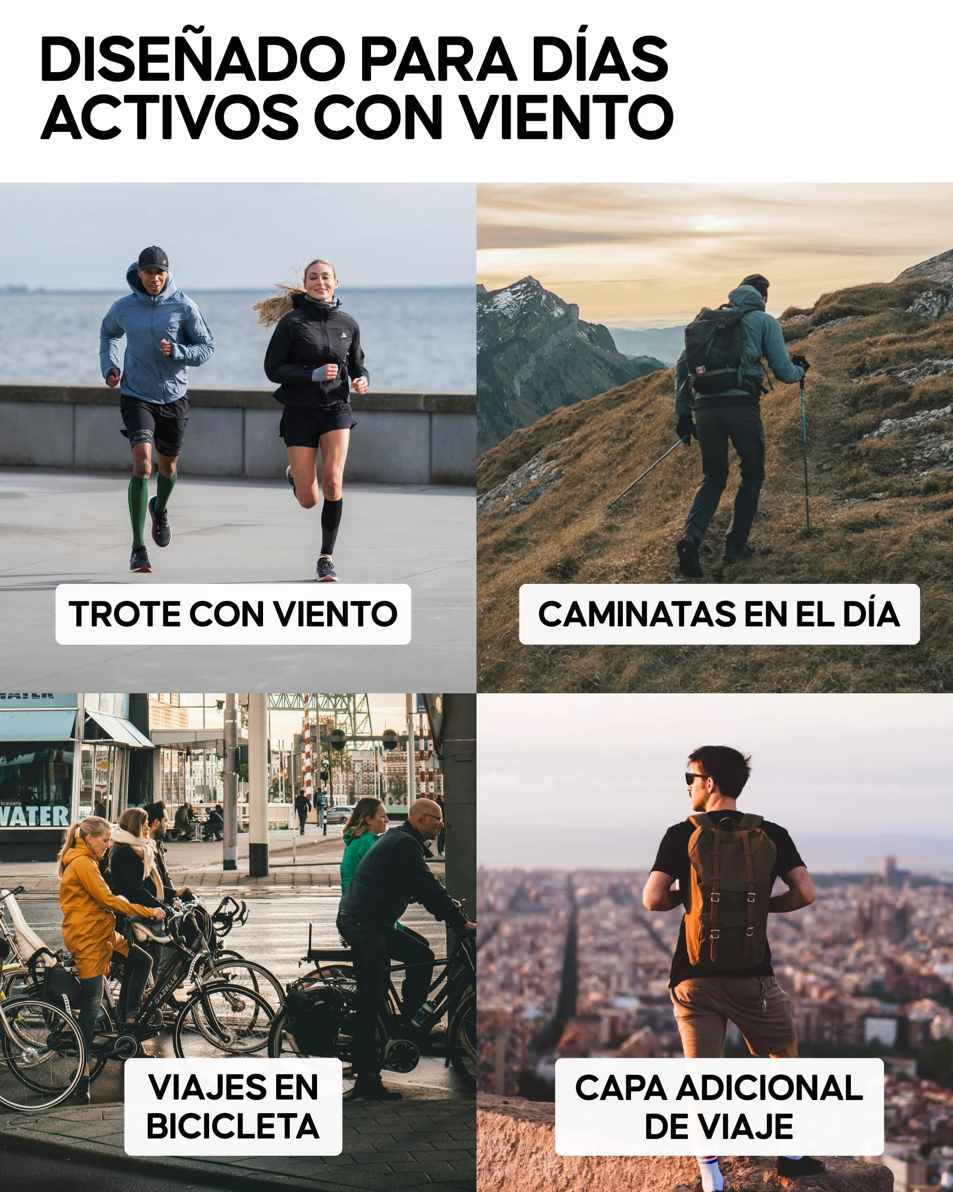 DANISH ENDURANCE Cortavientos Hombre Chaqueta Deportiva con Capucha Ajustable Puños Elásticos