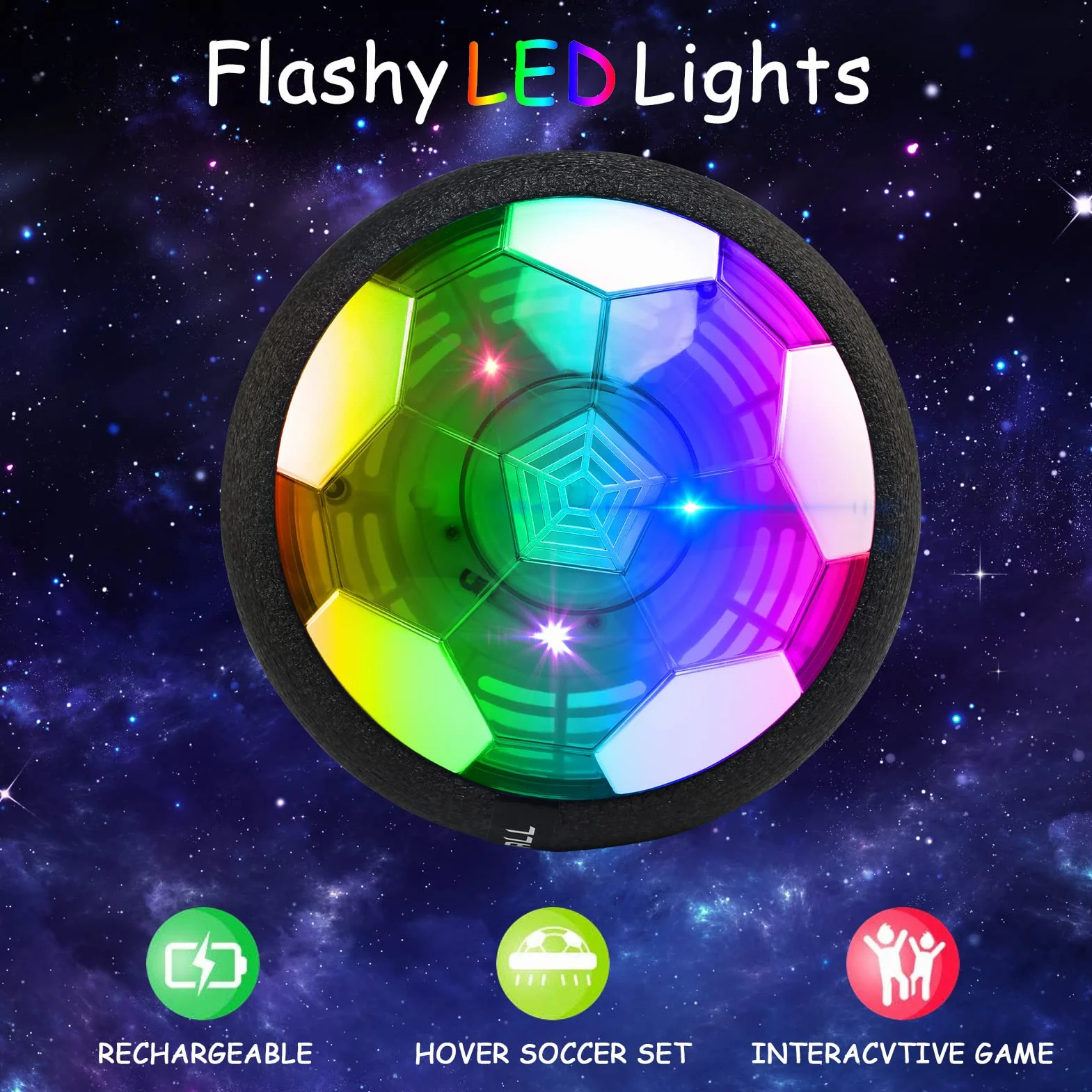 Balón Fútbol Flotant,Recargable Pelota Futbol Juguetes Niños 3 4 5 6 7 8 Años, Air Power Soccer con Protectores de Espuma Suave y Luces LED Futbol Juguete para Regalos Cumpleaños Navidad