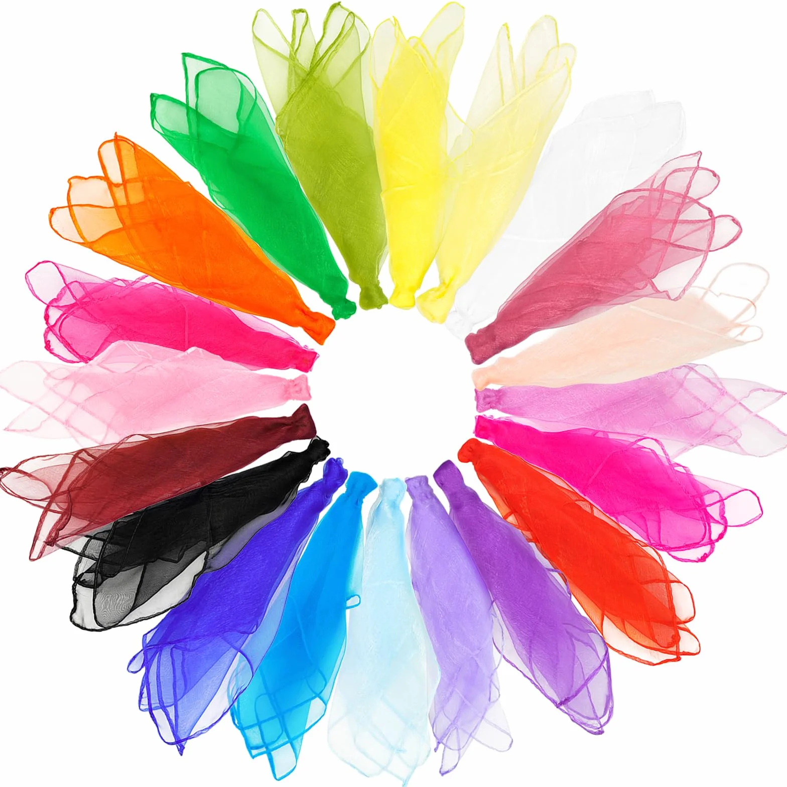 XIANGLONGY 20 Piezas Pañuelos de Colores 60 x 60 cm, Pañuelos para Malabares, Juguetes Sensoriales para Niños y Adultos, Danza Infantil con Pañuelos de Gasa, Malabares, Manualidades, Decoraciones