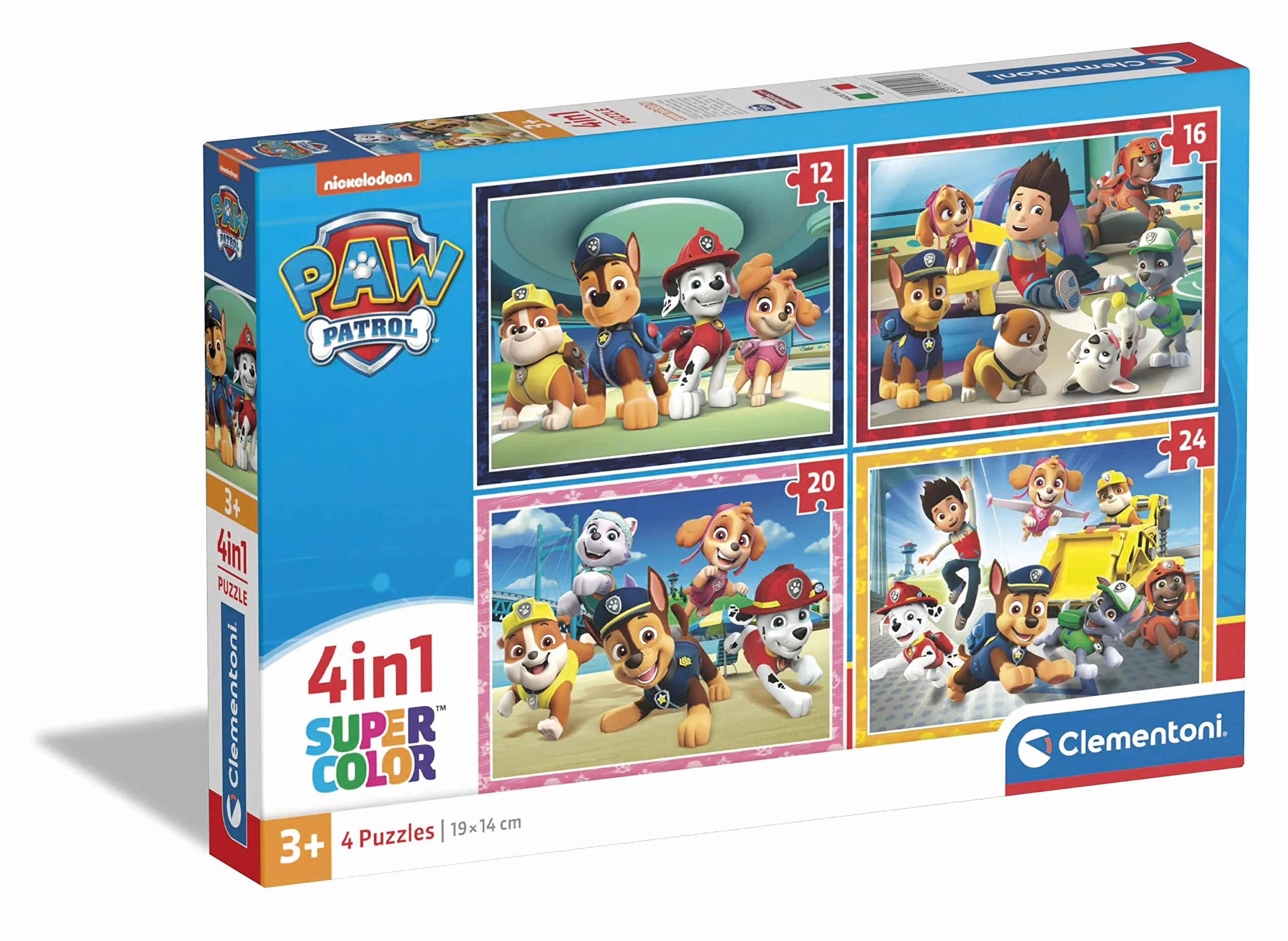 Clementoni - Puzzle Infantil 4 Puzzles en 1: Puzzles de 12, 16, 20 y 24 Piezas Paw Patrol, Patrulla Canina- Desde 3 años (21513)