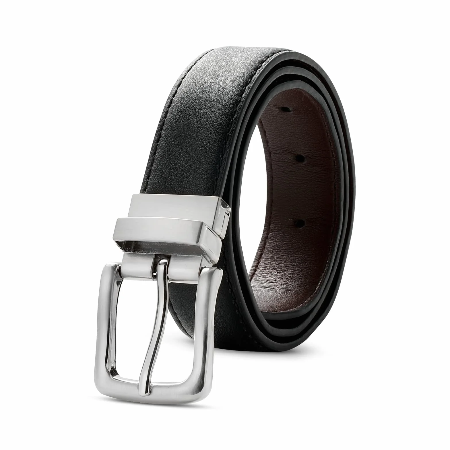 Kajeer Cinturón Reversible para Niños Negro y Marrón 30mm Cuero PU Uniforme Escolar
