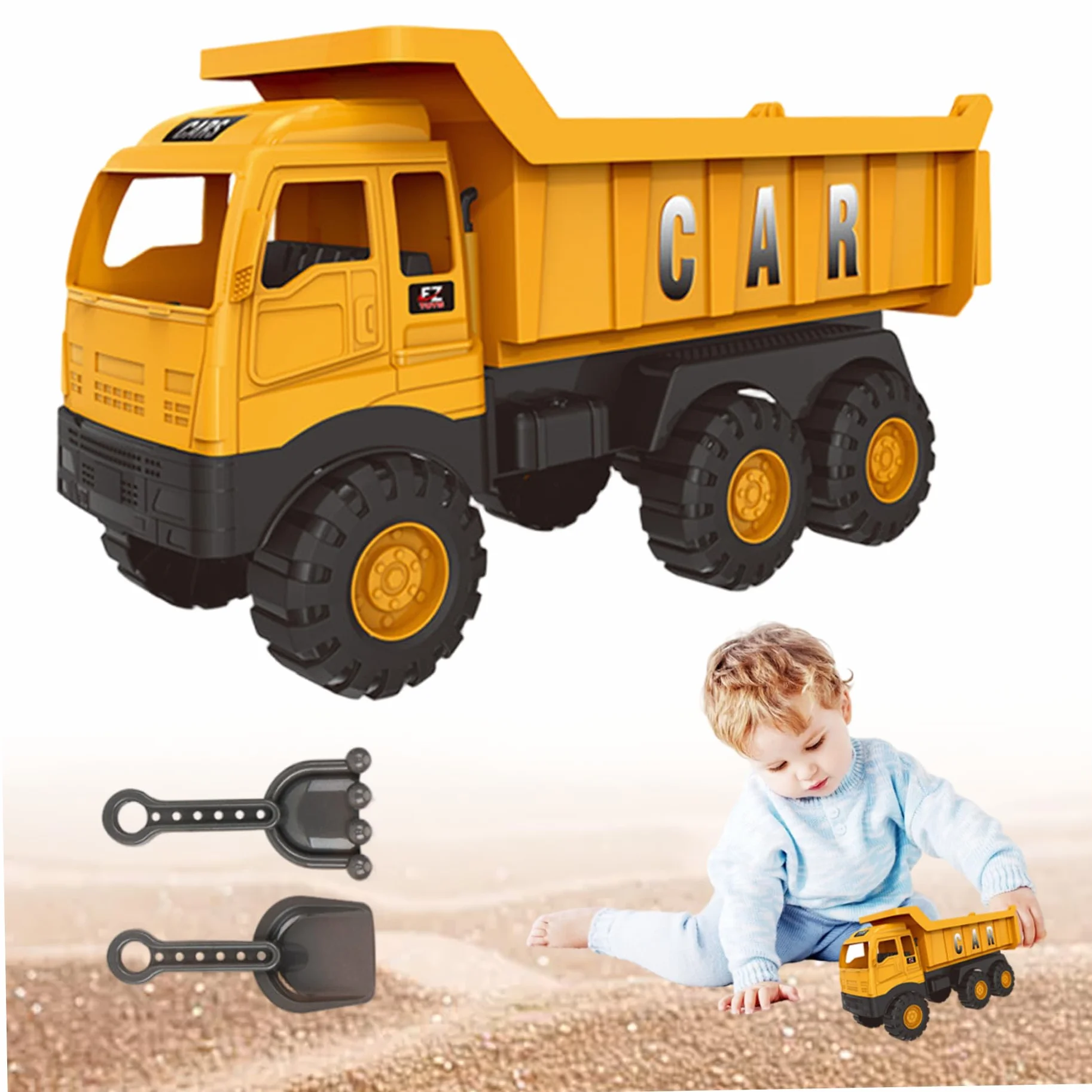 Camiones con caja de arena, vehículos de construcción de juguete de plástico, juguete de arena de playa al aire libre, ideal para niños pequeños de 3, 4, 5, 6, 7 y 8 años, juguetes de construcción