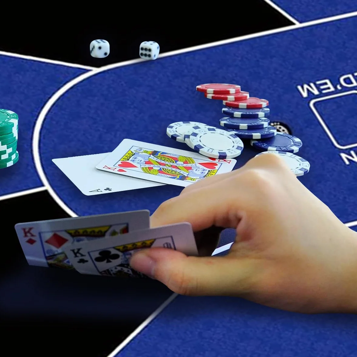 Alfombrilla de póquer profesional 180x90 cm 8 jugadores Texas Hold'em goma portátil con bolsa