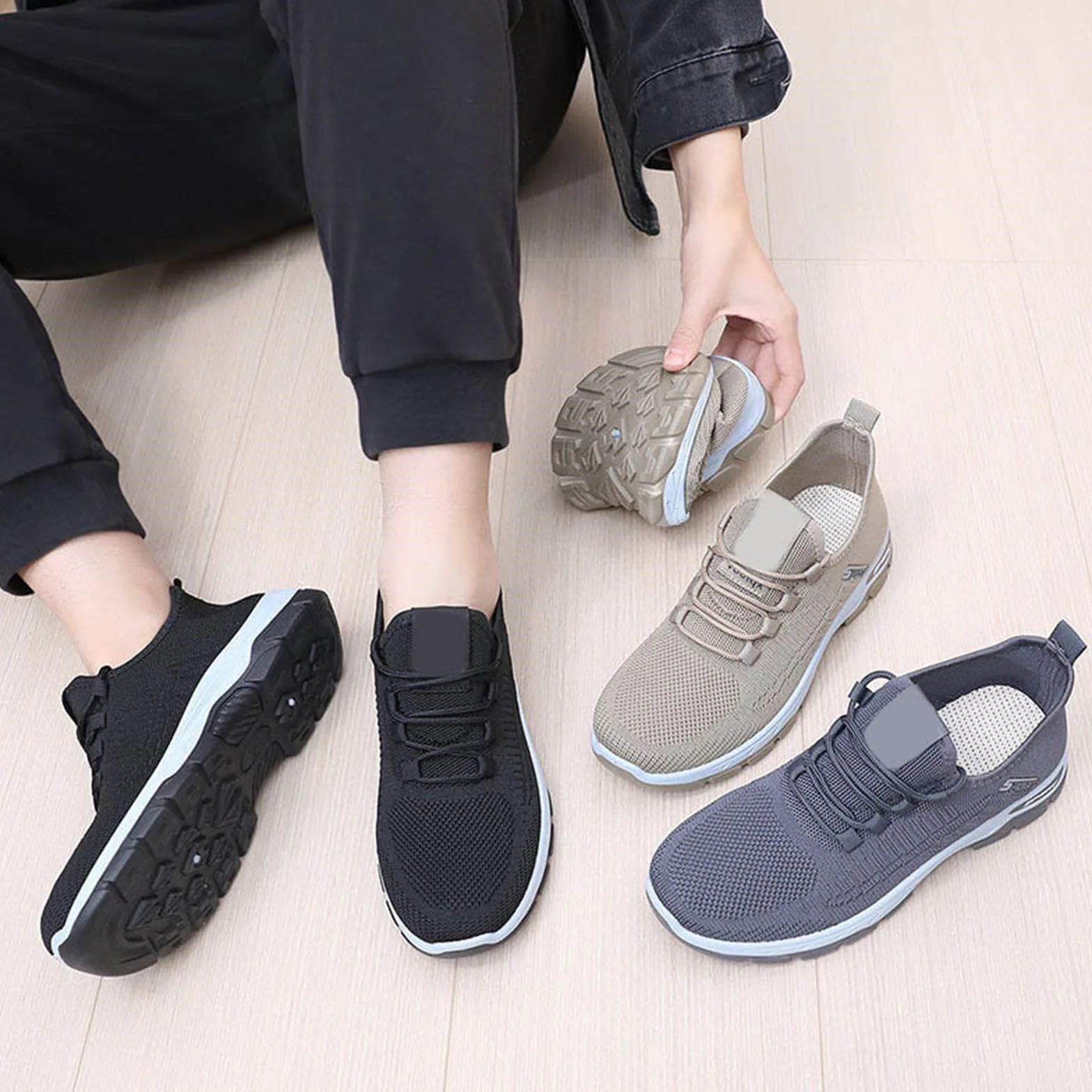 riou Zapatos para Caminar para Hombre, Wearbreeze Zapatillas de Senderismo al Aire Libre Ortopédicos Urbanos