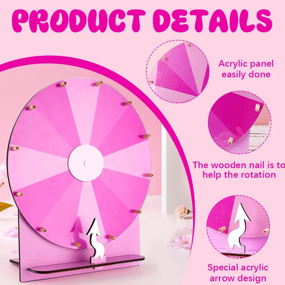 Ruleta de la Suerte, 29cm Ruleta Giratoria, 12 Ranuras Rueda de Premio, Rueda de la Fortuna para Girar, Ruleta Giratoria con 2 Goma de Borrar y 10 Rotulador para Carnaval, Feria Comercia