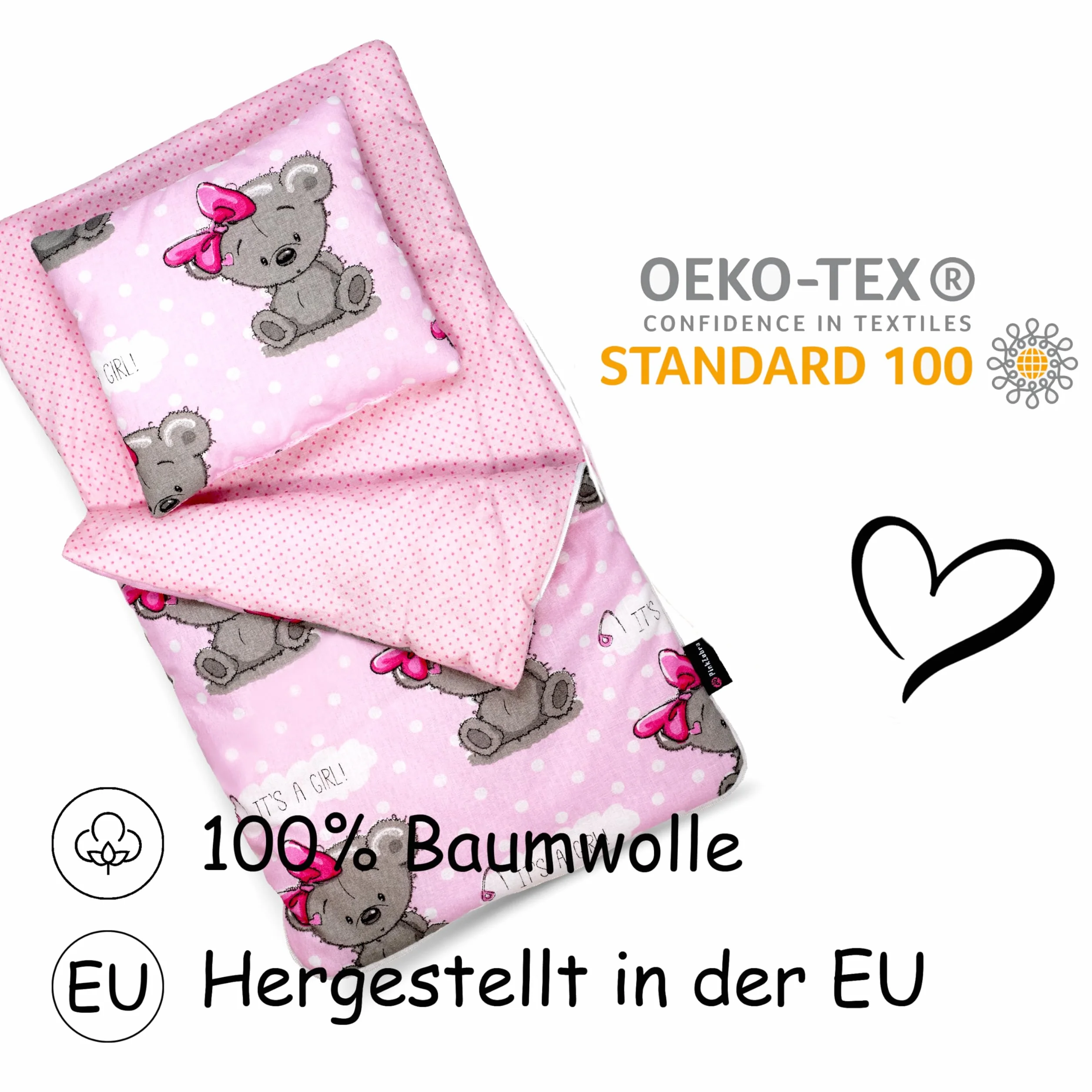 PinkZebra Sacos de Dormir para muñecas por Ambos Lados, Juego de 2 Piezas para cama, Ropa de Cama para muñecas de algodón