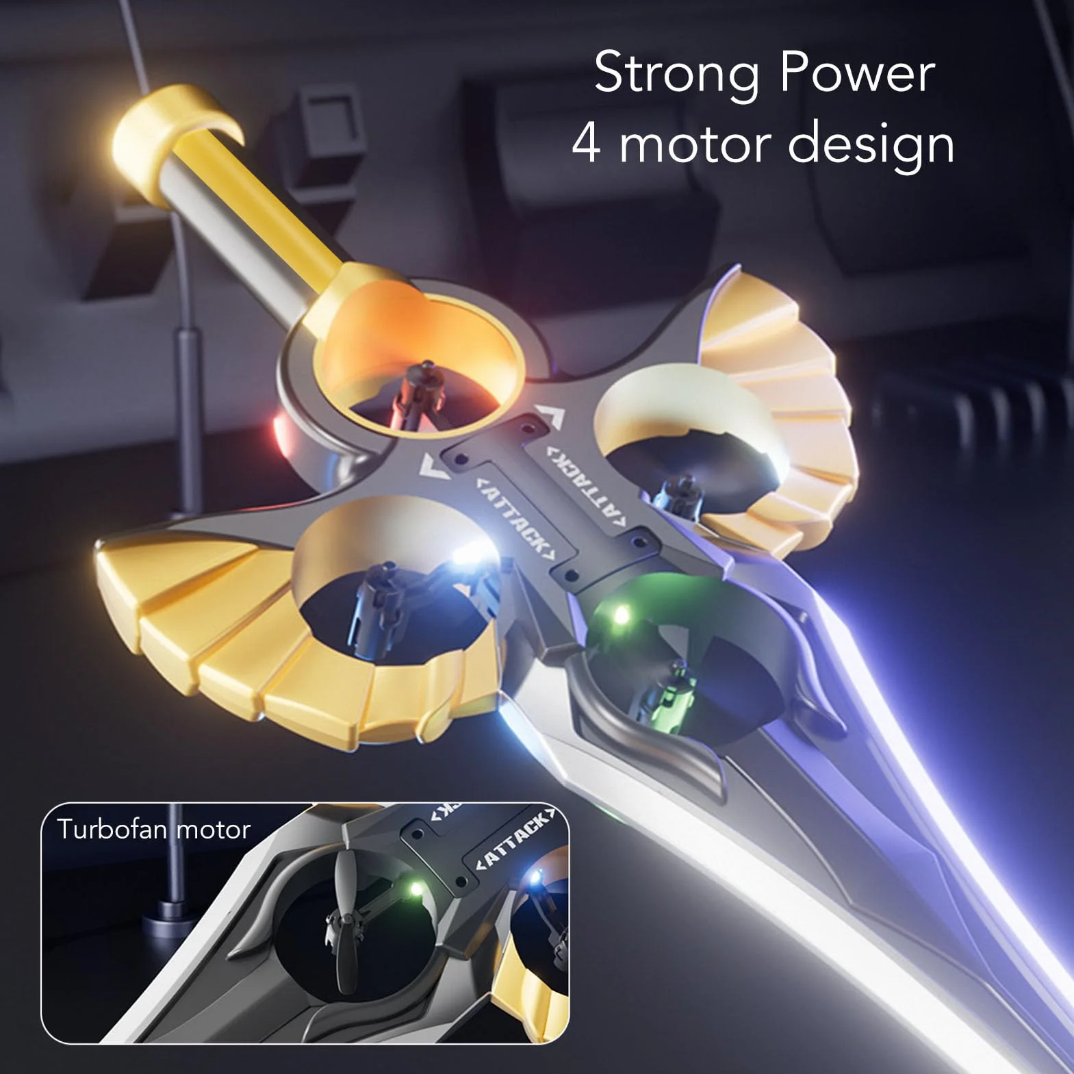 Garsent Flying Sword RC Planeador con Piloto Automático, Control Remoto de Acrobacias de Espada Voladora, Onda Manual, Avión RC Ligero, para Adolescentes y Adultos, Juguete de Avión de (Oro Negro)