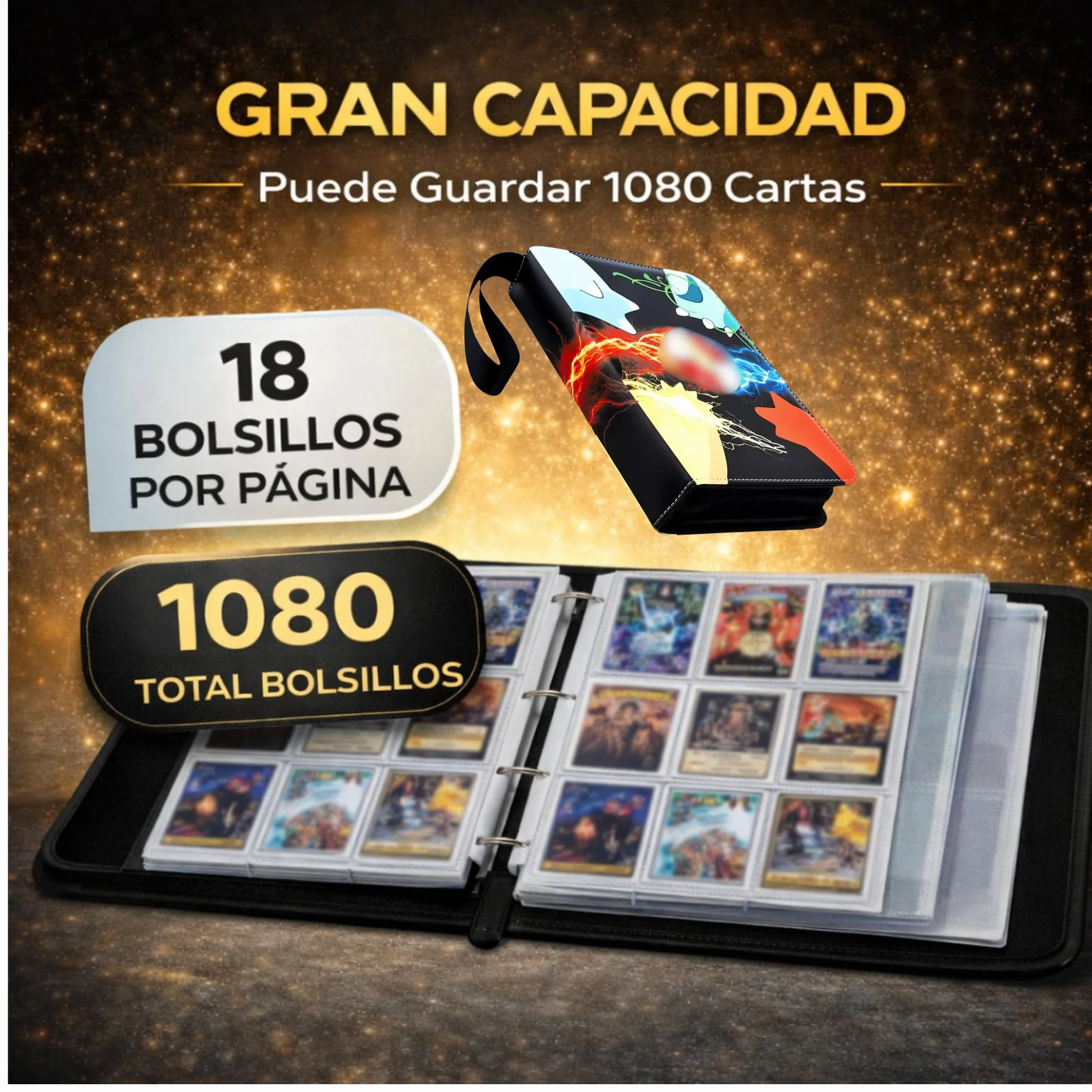 Álbum de Cartas profesional TGC,1080 Cartas,60 Páginas|Fundas Integradas, resistente al agua,acabado PREMUIM |Card Binder Profesional de coleccionista de Alta Capacidad,carpeta de tarjetas,archivador